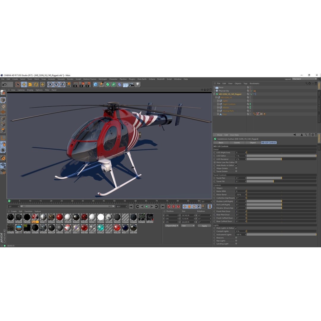 MD-520N NOTAR 3D Model – Rigged Helicopter, PBR Textures, FBX - View 29