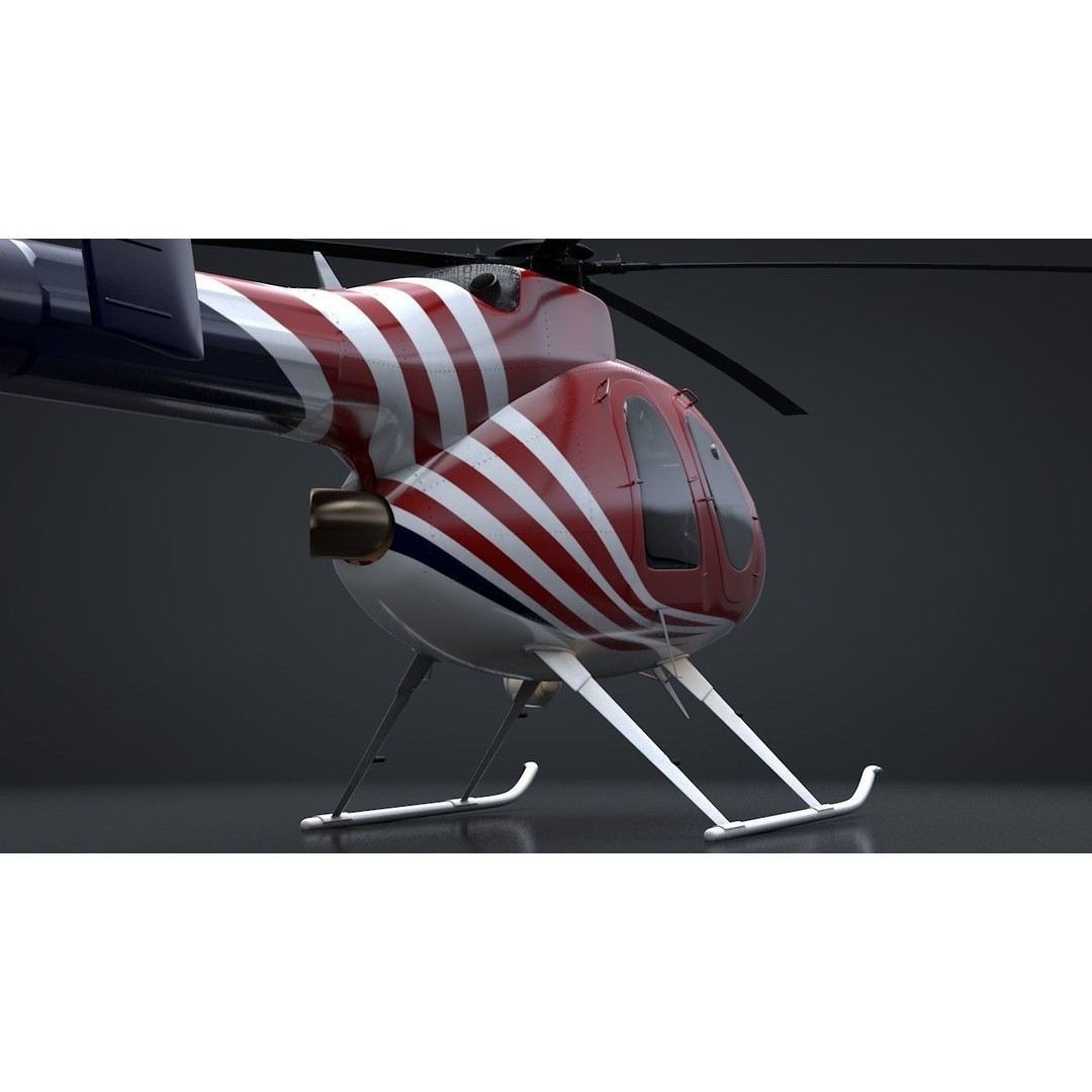 MD-520N NOTAR 3D Model – Rigged Helicopter, PBR Textures, FBX - View 6