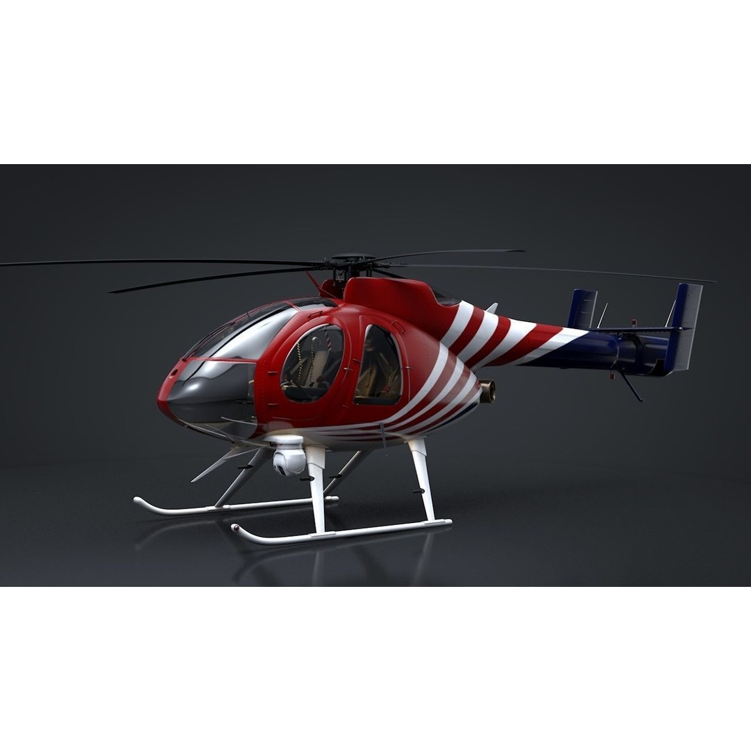MD-520N NOTAR 3D Model – Rigged Helicopter, PBR Textures, FBX - View 7