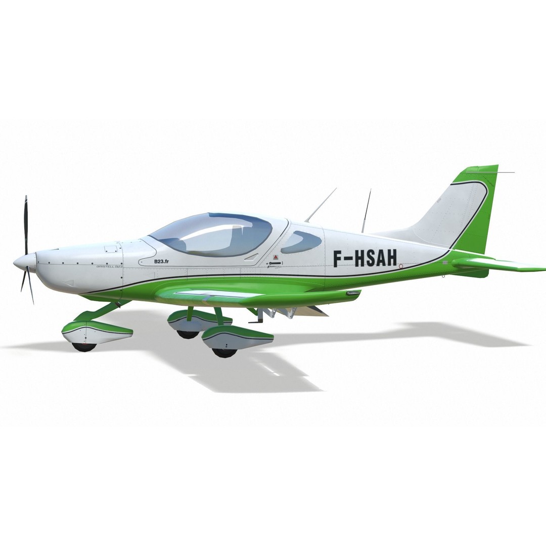 Bristell B23 3D Model – Low Poly Aircraft, Rigged, PBR Textures - View 19