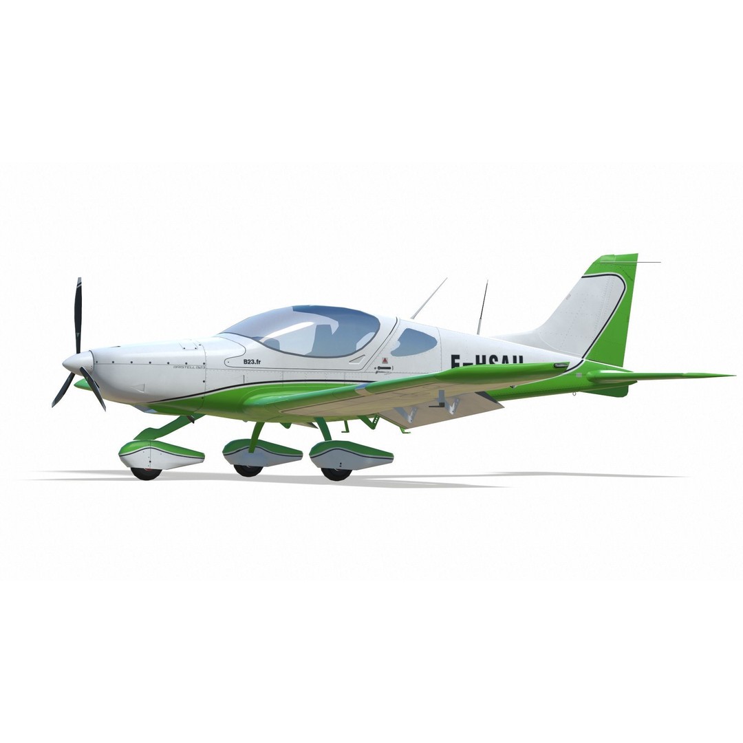Bristell B23 3D Model – Low Poly Aircraft, Rigged, PBR Textures - View 20