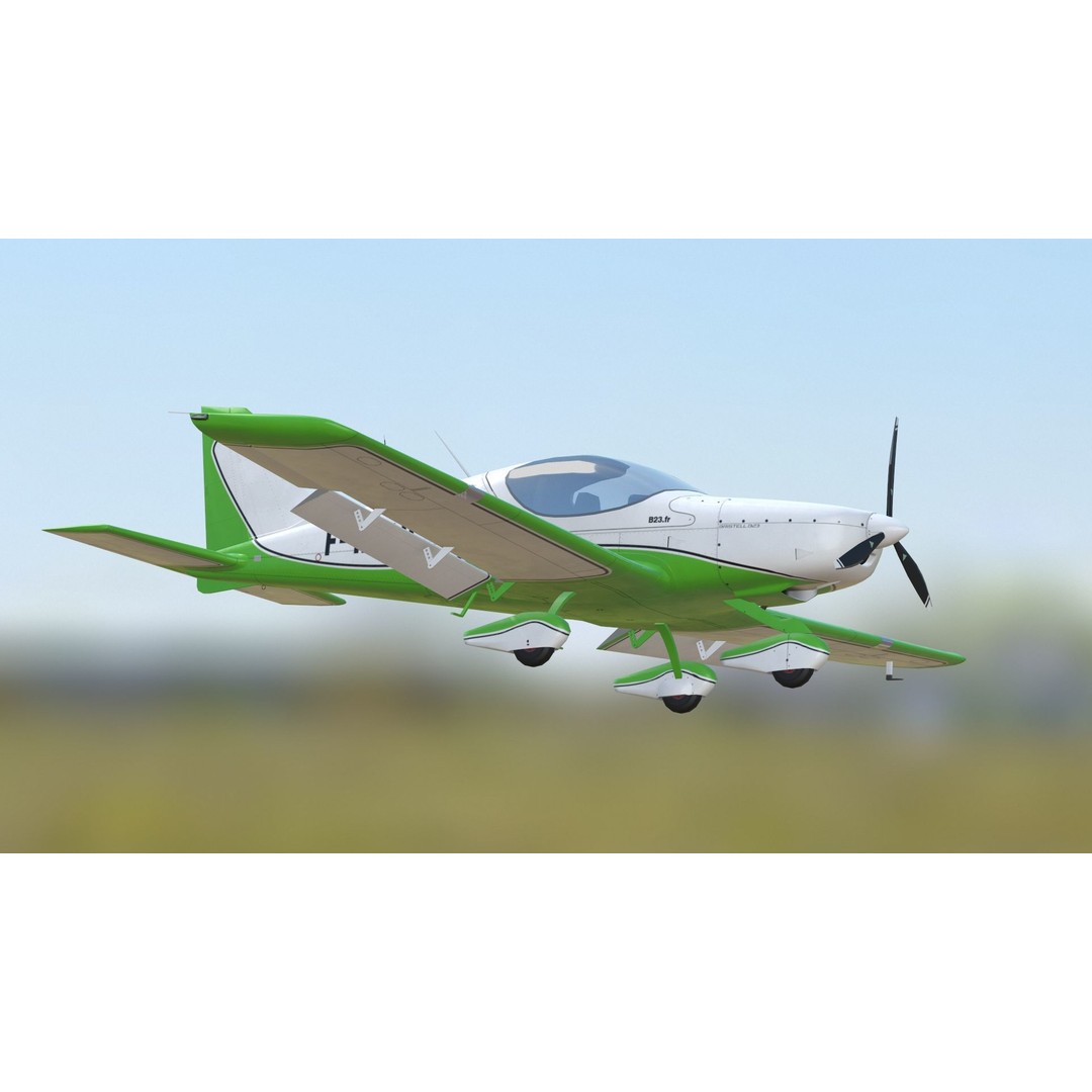Bristell B23 3D Model – Low Poly Aircraft, Rigged, PBR Textures - View 26