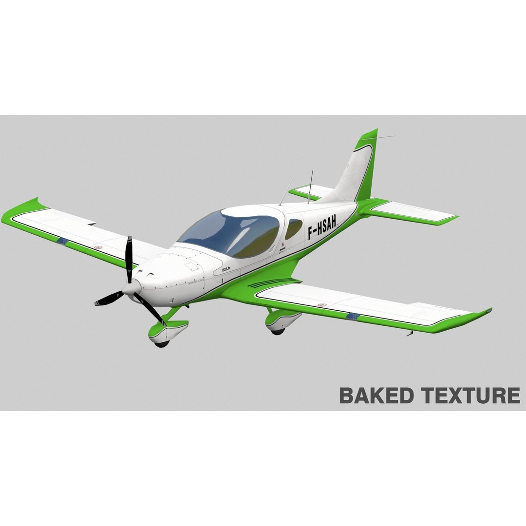 Bristell B23 3D Model – Low Poly Aircraft, Rigged, PBR Textures - View 34