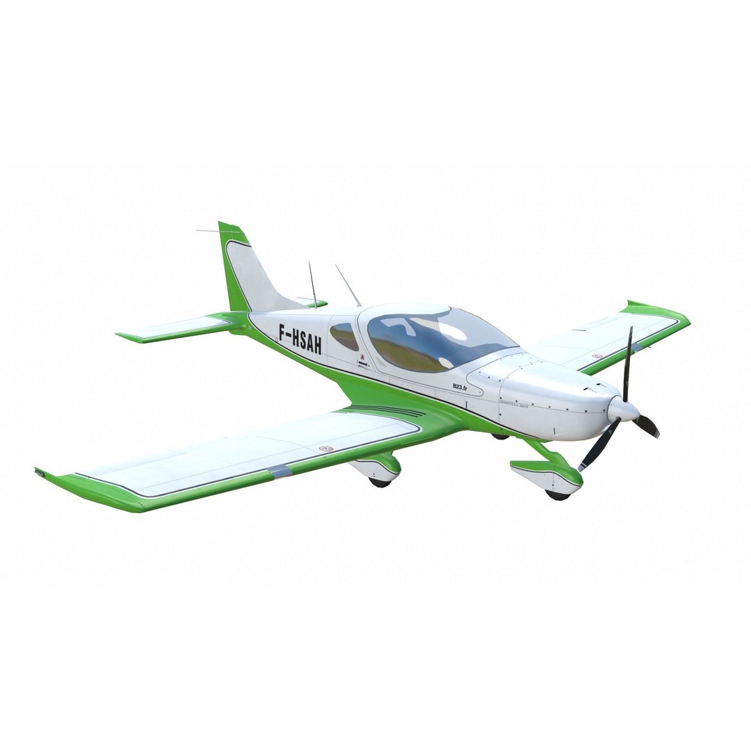 Bristell B23 3D Model – Low Poly Aircraft, Rigged, PBR Textures - View 4