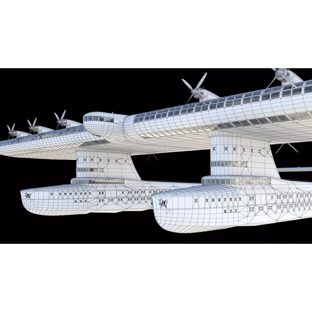 Transatlantic Flying Boat 3D Model – Historic Aircraft, FBX, PBR Textures
