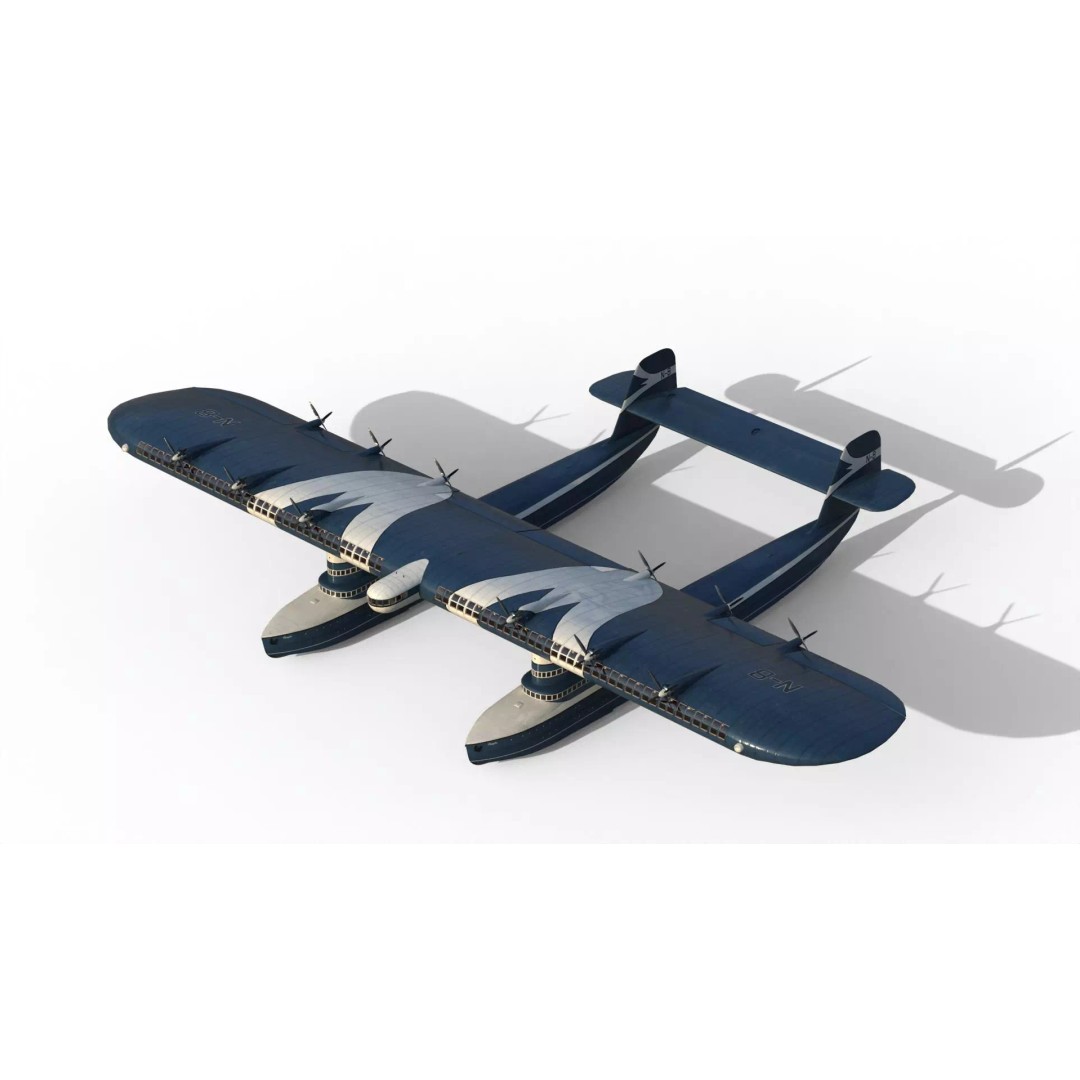Transatlantic Flying Boat 3D Model – Historic Aircraft, FBX, PBR Textures - View 11
