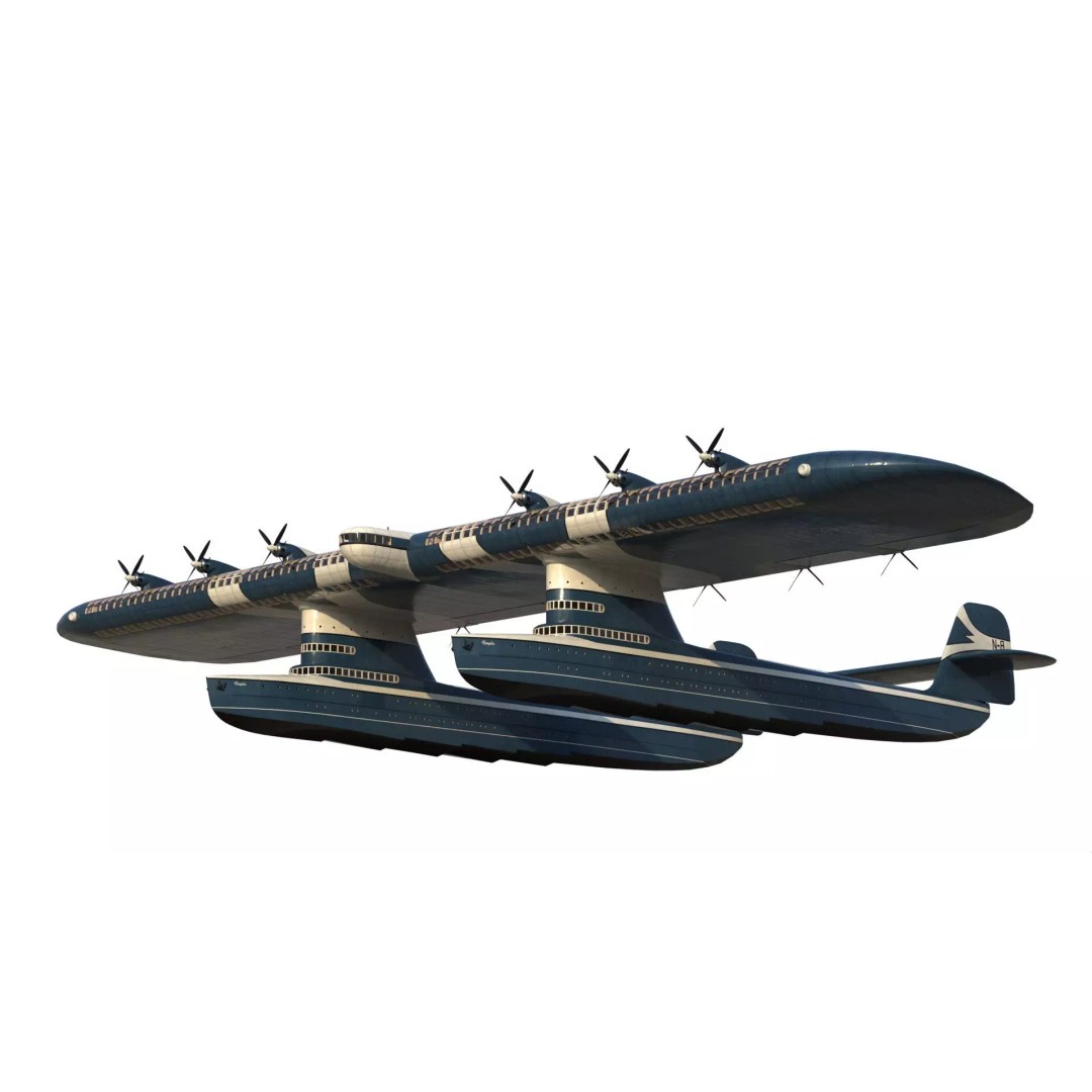 Transatlantic Flying Boat 3D Model – Historic Aircraft, FBX, PBR Textures - View 12