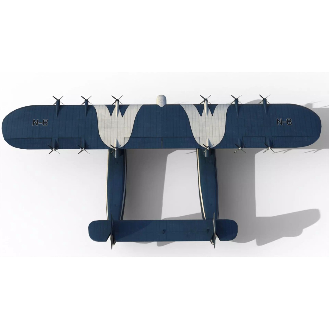 Transatlantic Flying Boat 3D Model – Historic Aircraft, FBX, PBR Textures - View 15