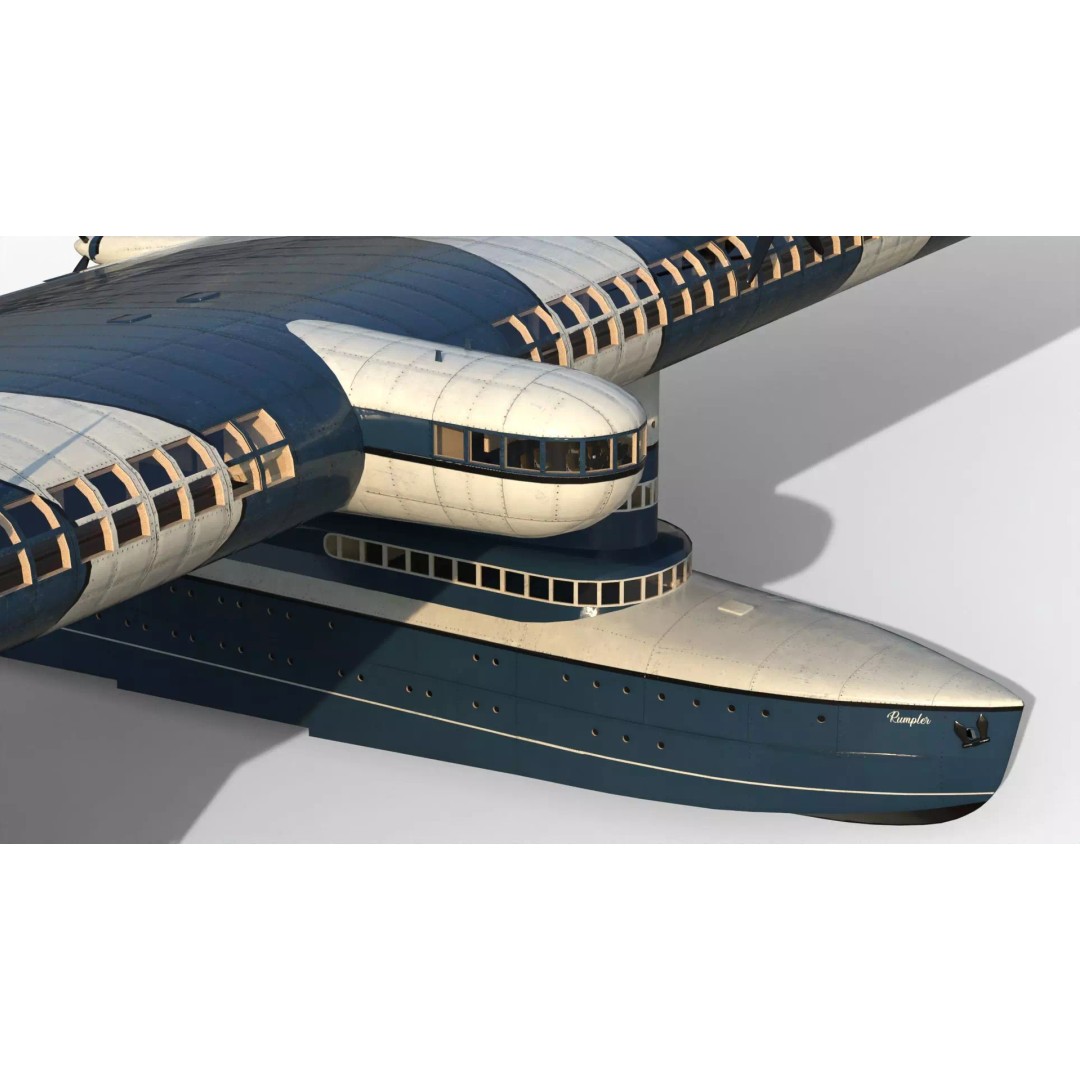 Transatlantic Flying Boat 3D Model – Historic Aircraft, FBX, PBR Textures - View 17