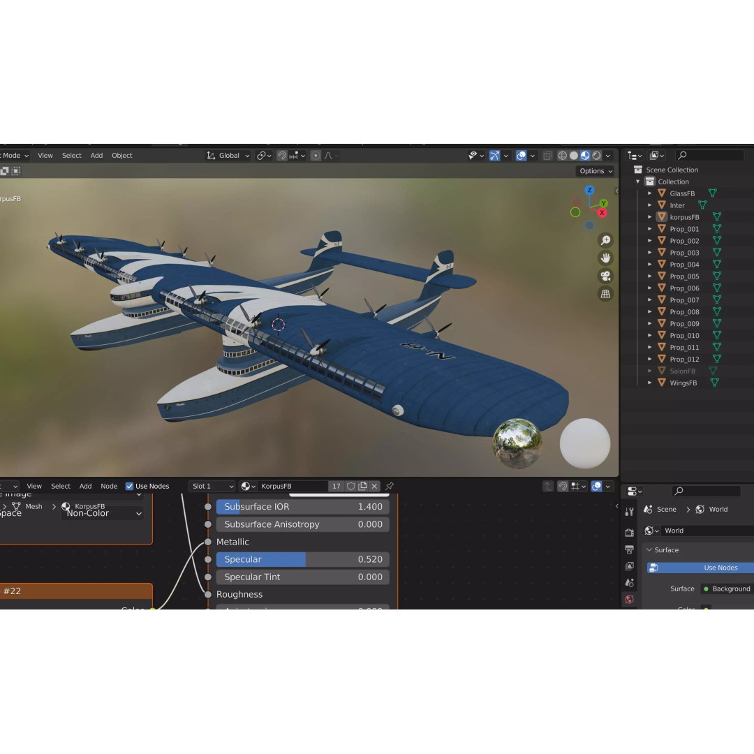 Transatlantic Flying Boat 3D Model – Historic Aircraft, FBX, PBR Textures - View 18
