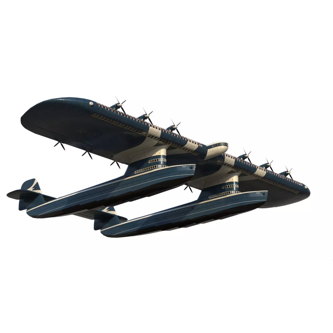 Transatlantic Flying Boat 3D Model – Historic Aircraft, FBX, PBR Textures - View 2
