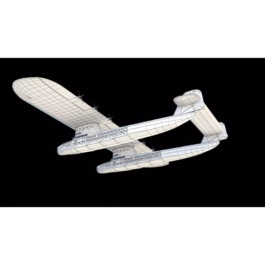 Transatlantic Flying Boat 3D Model – Historic Aircraft, FBX, PBR Textures - View 24