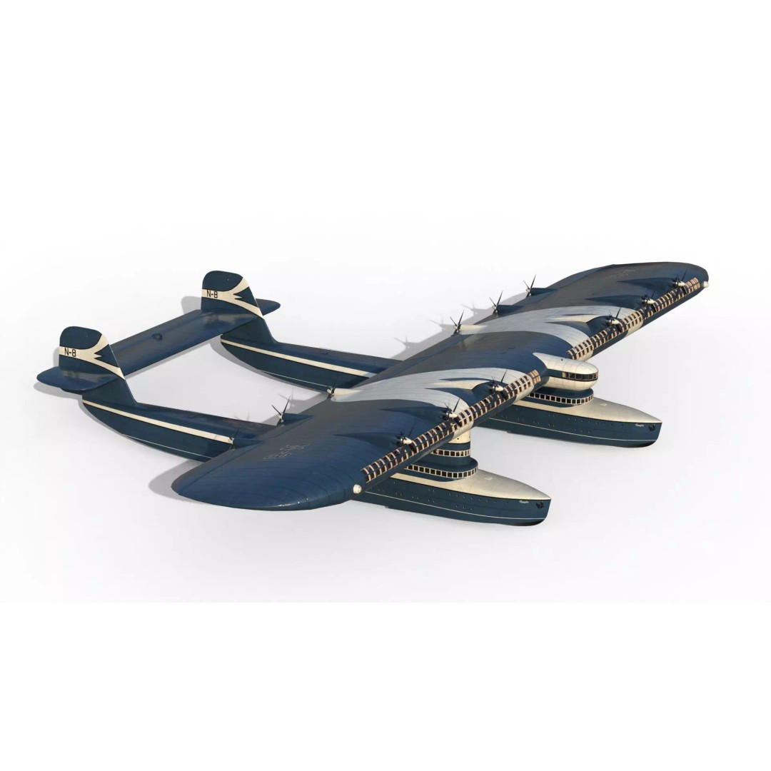Transatlantic Flying Boat 3D Model – Historic Aircraft, FBX, PBR Textures - View 3