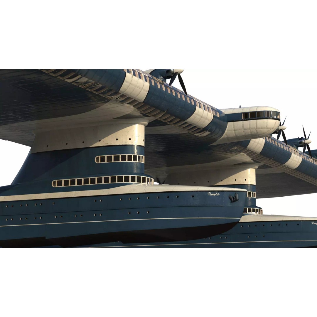 Transatlantic Flying Boat 3D Model – Historic Aircraft, FBX, PBR Textures - View 4
