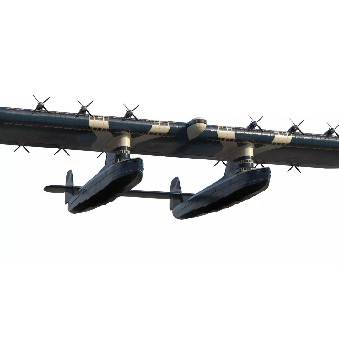 Transatlantic Flying Boat 3D Model – Historic Aircraft, FBX, PBR Textures - View 9