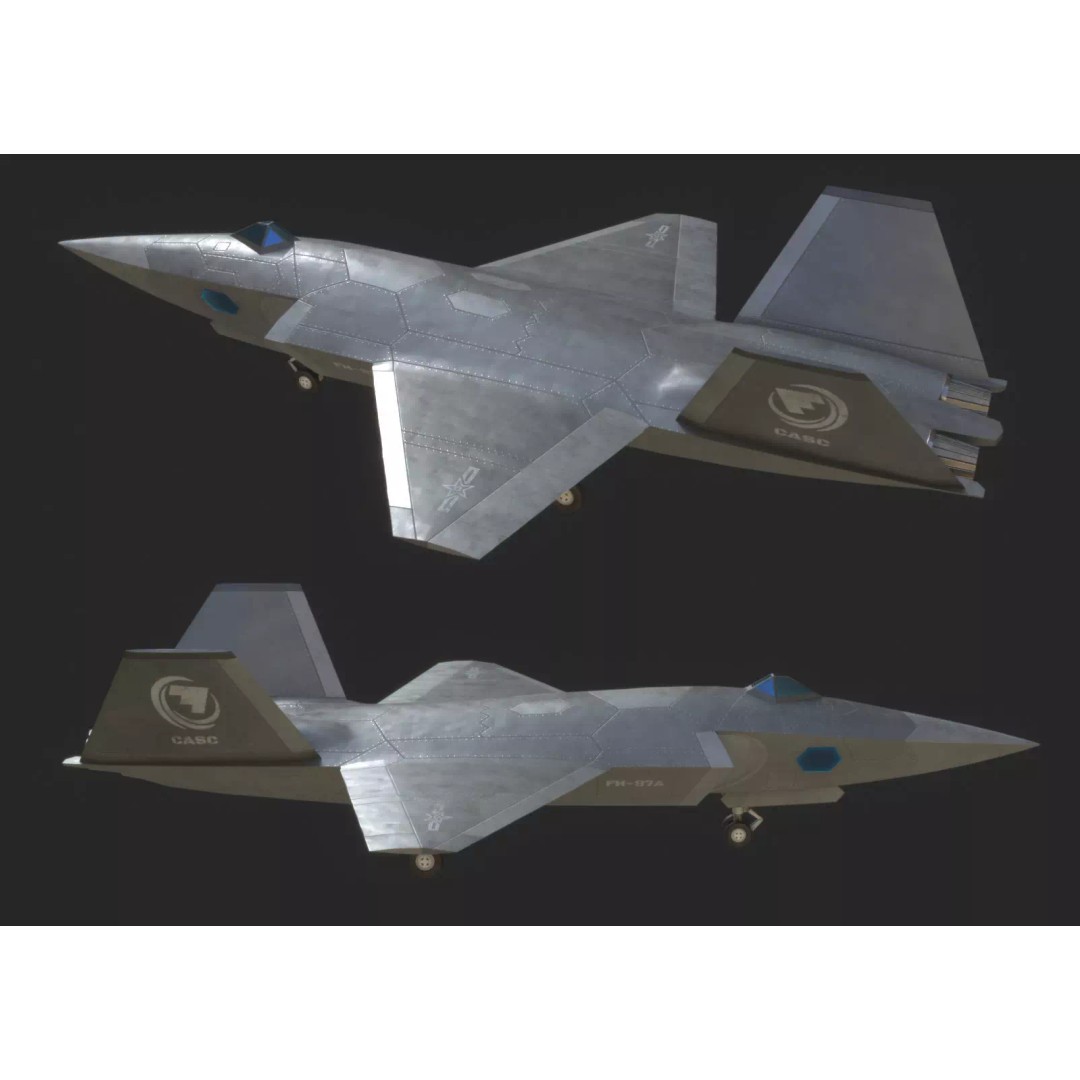 Chinese Air Force CASC FH97A UAV 3D Model – Low Poly PBR Game Asset, FBX - View 2