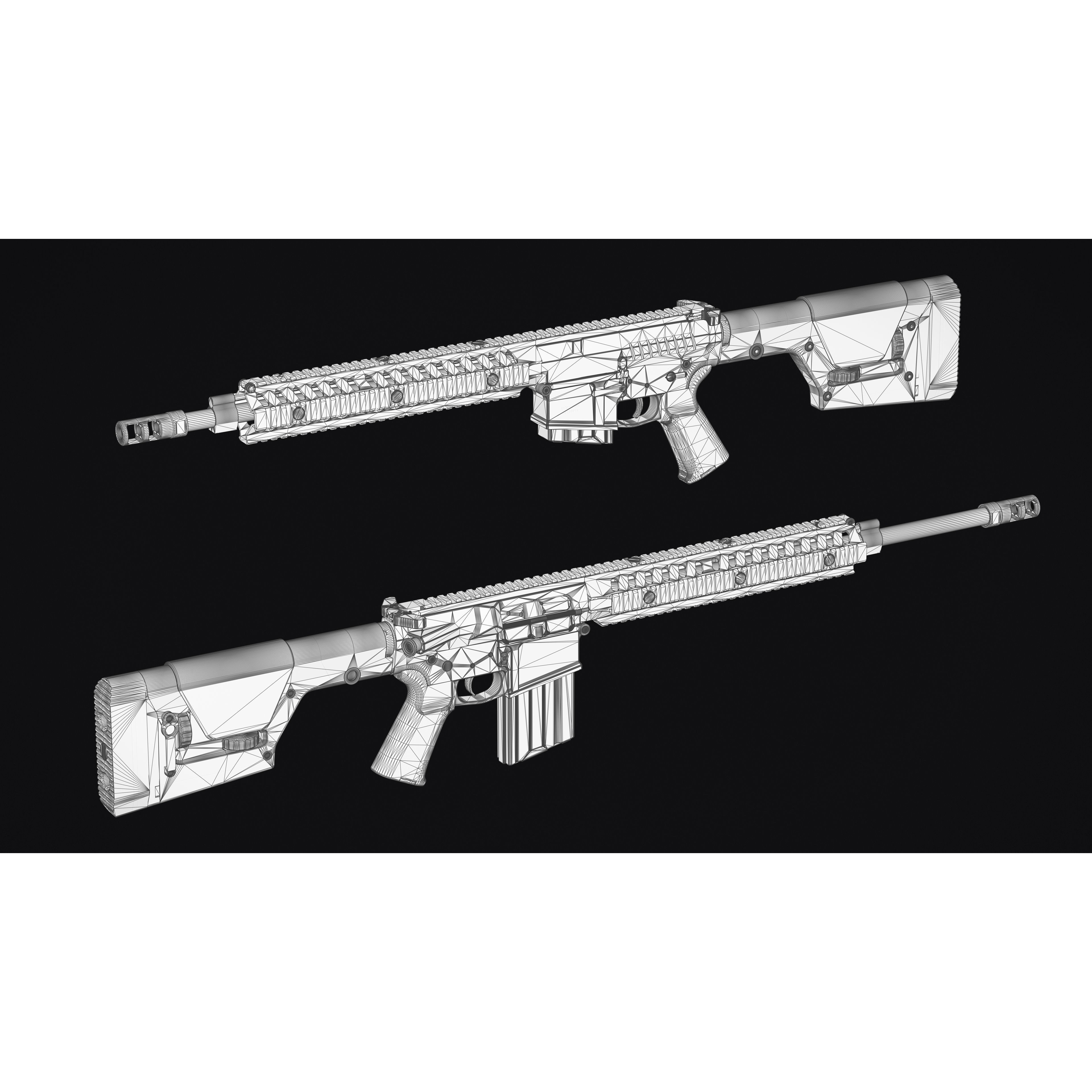 M4-AR15 Rifle - Low-Poly Game-Ready 3D Model