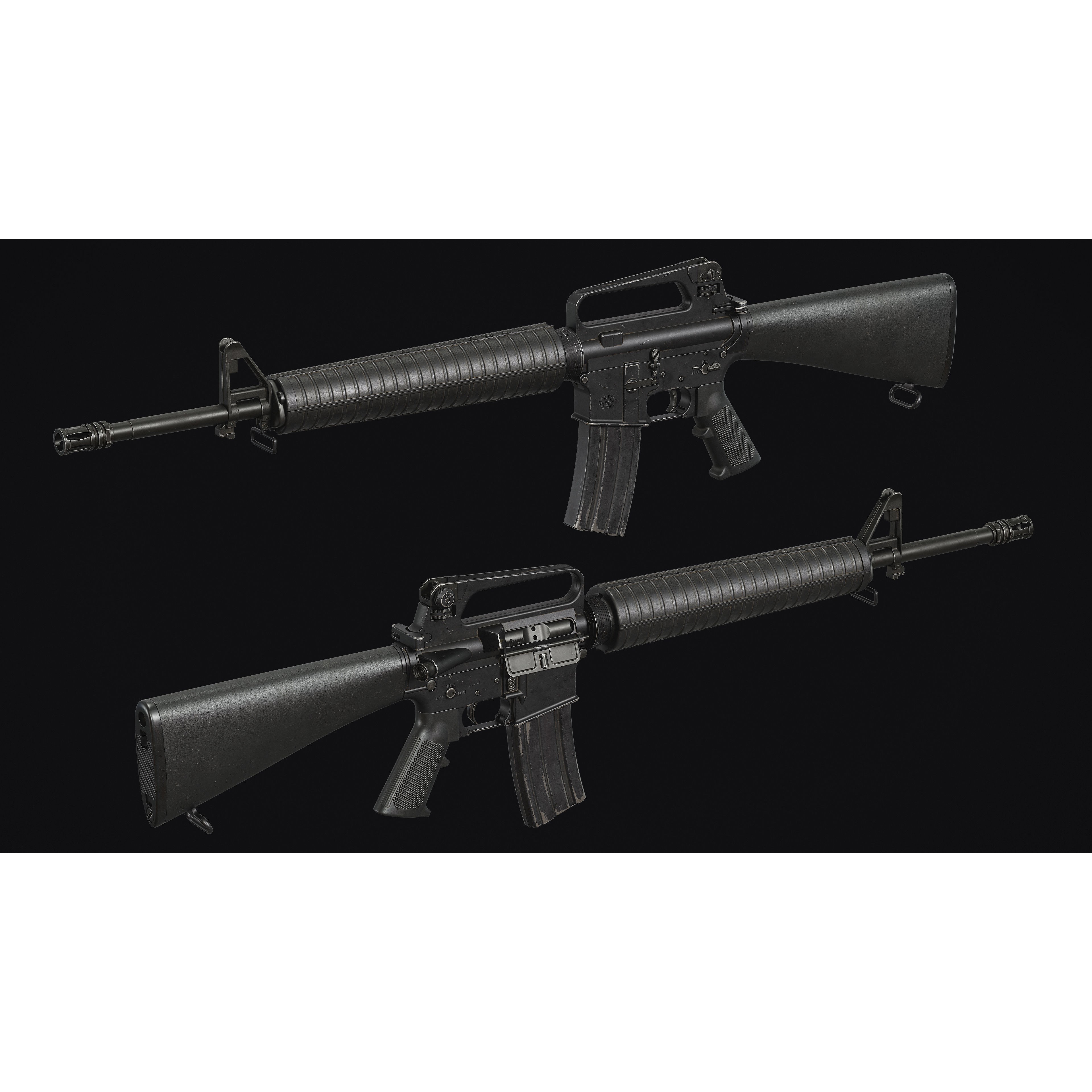 M4-AR15 Rifle - Low-Poly Game-Ready 3D Model - View 11