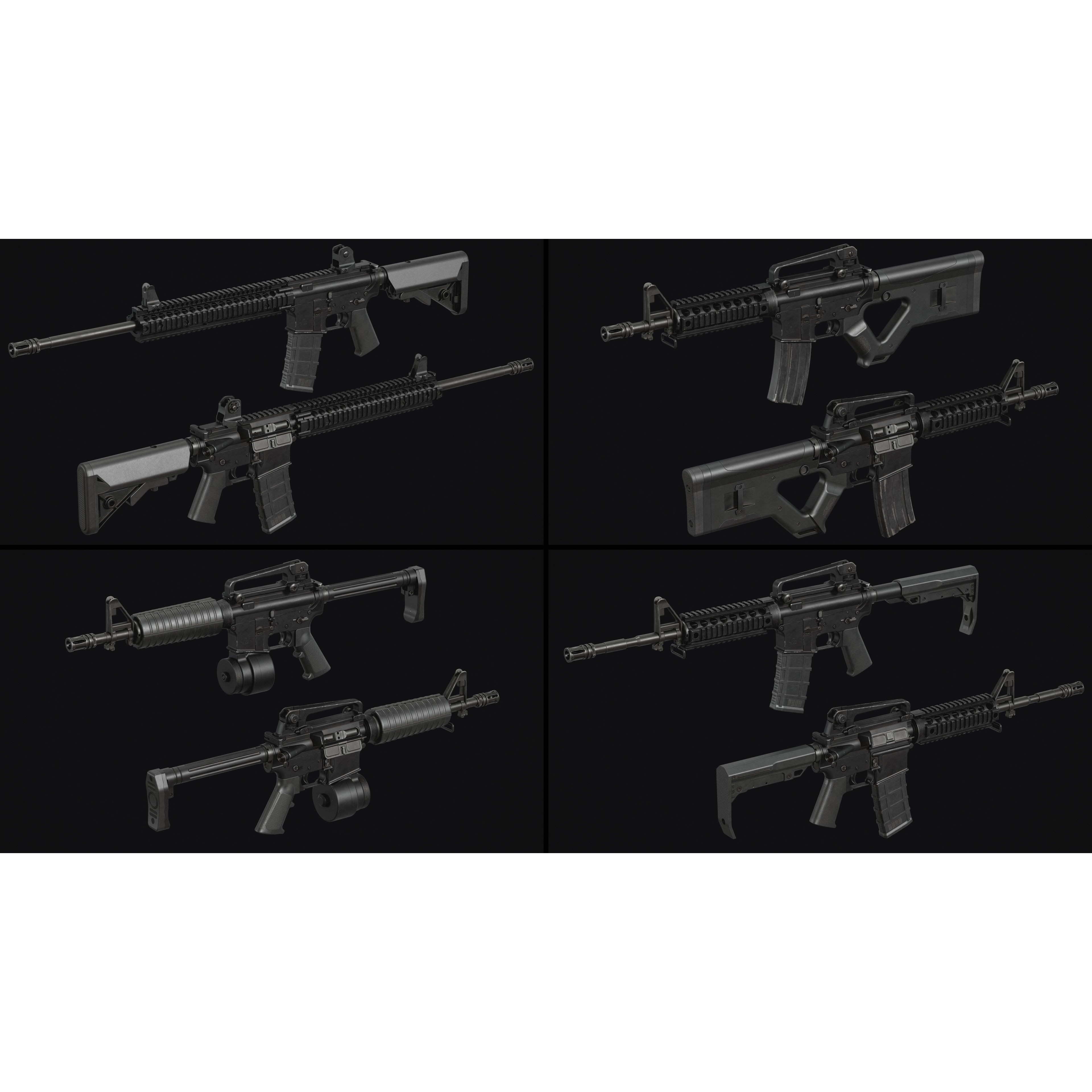 M4-AR15 Rifle - Low-Poly Game-Ready 3D Model - View 13