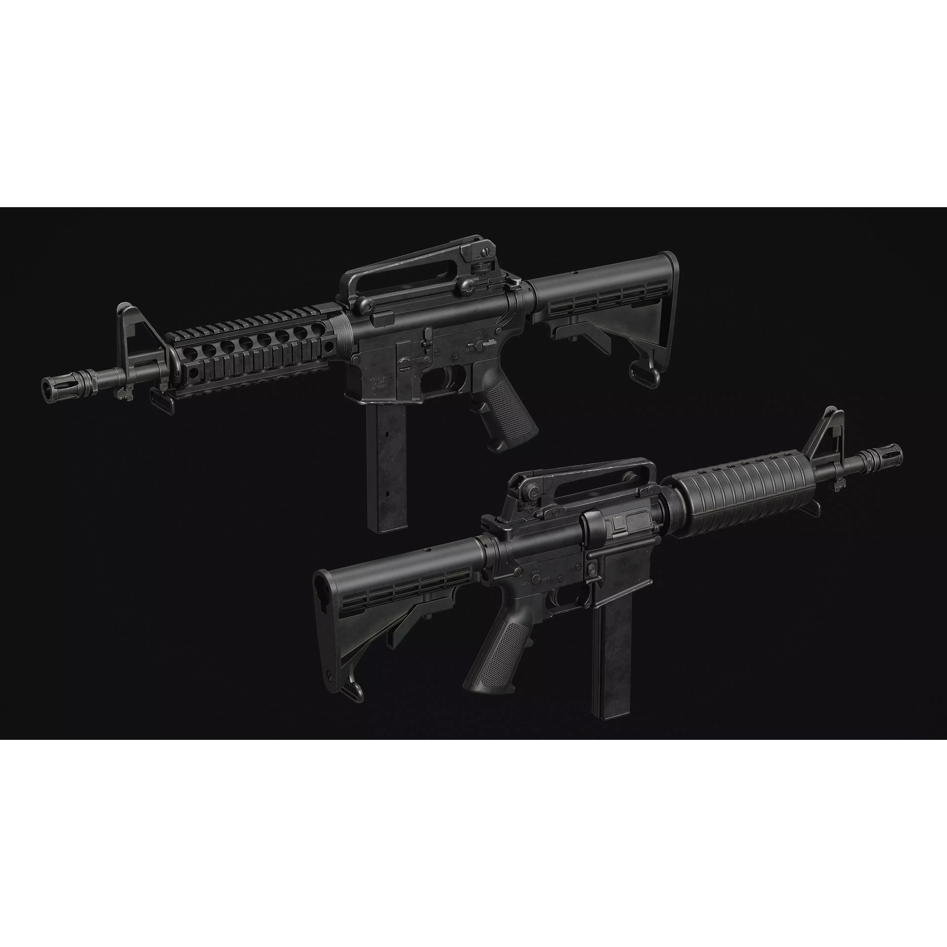 M4-AR15 Rifle - Low-Poly Game-Ready 3D Model - View 14