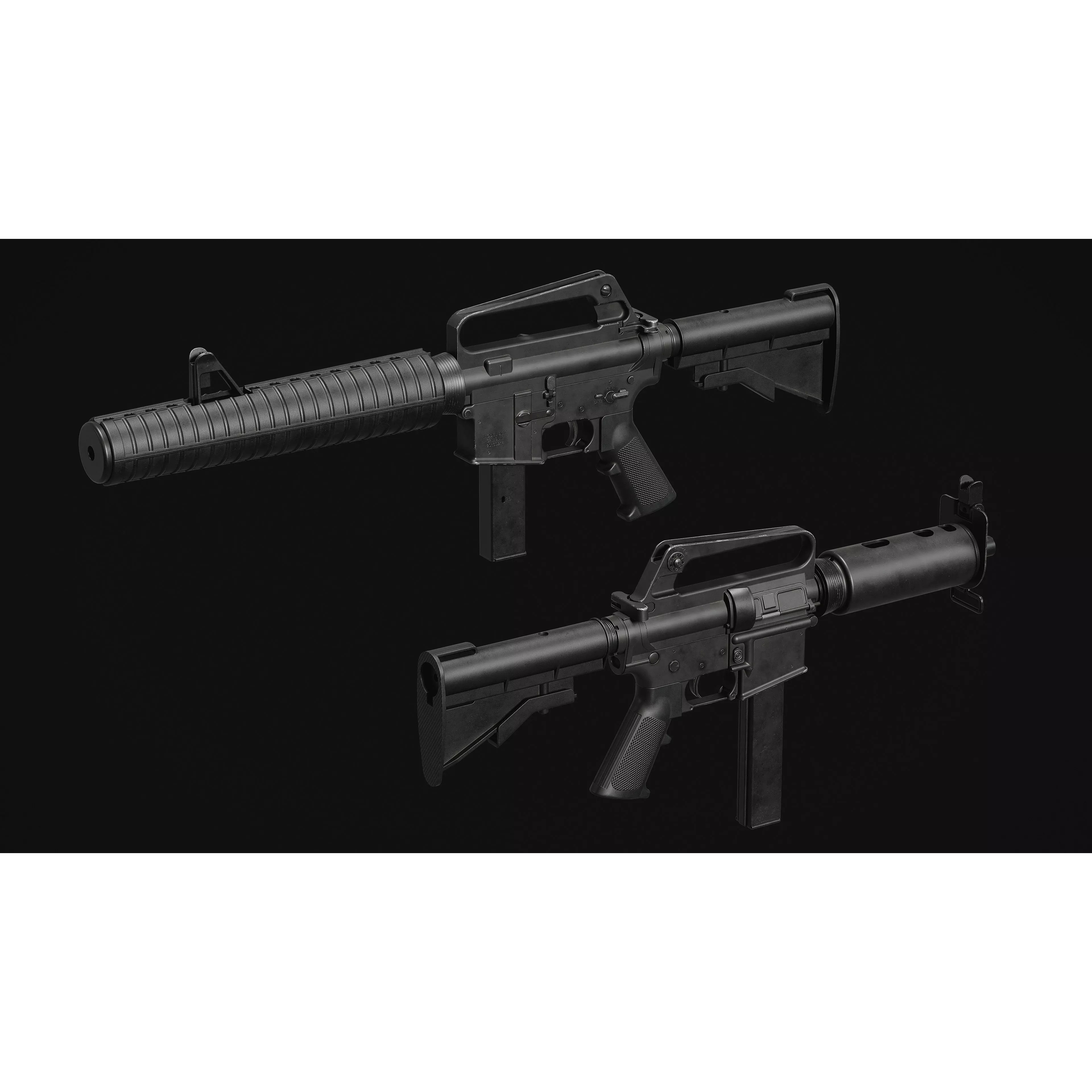 M4-AR15 Rifle - Low-Poly Game-Ready 3D Model - View 15