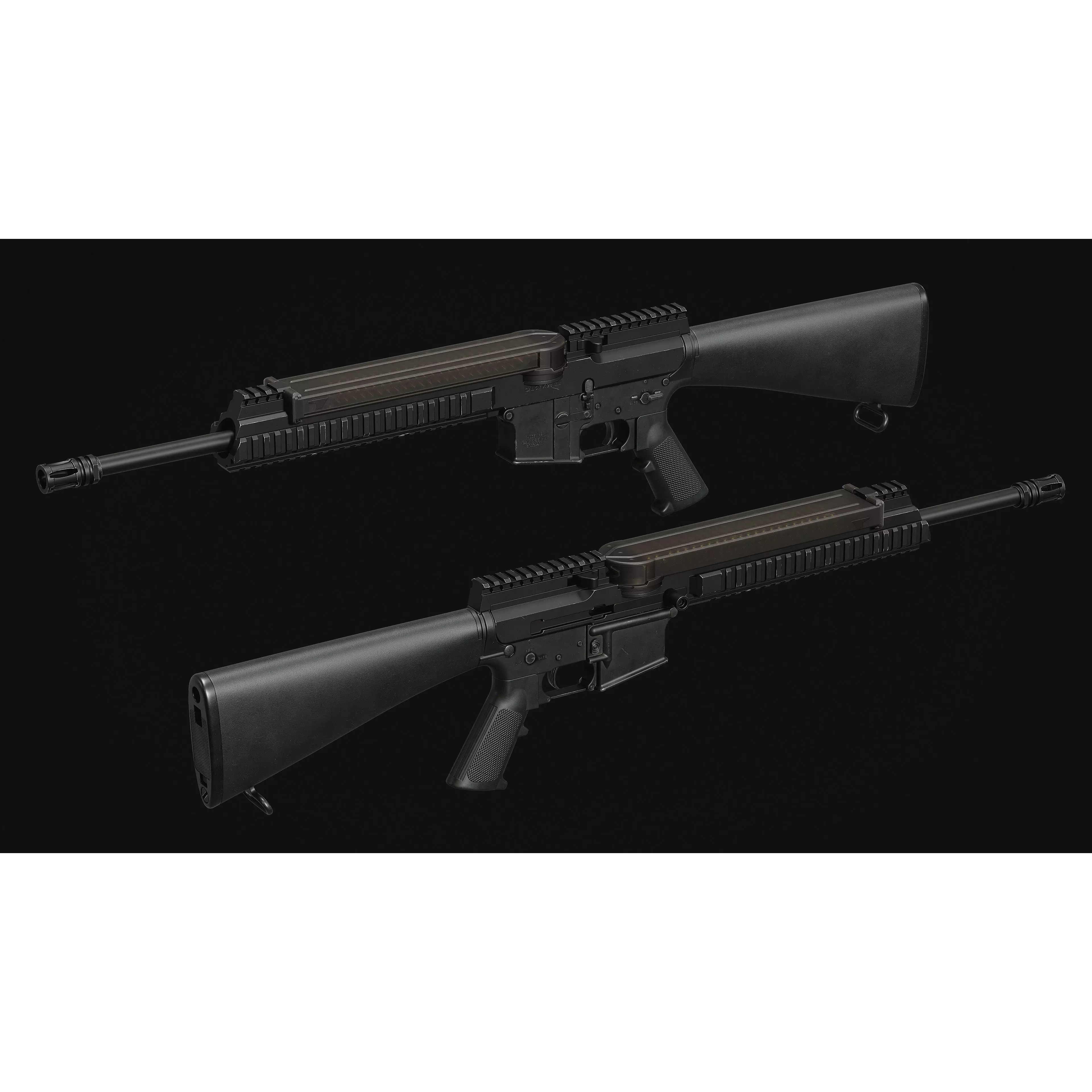 M4-AR15 Rifle - Low-Poly Game-Ready 3D Model - View 16