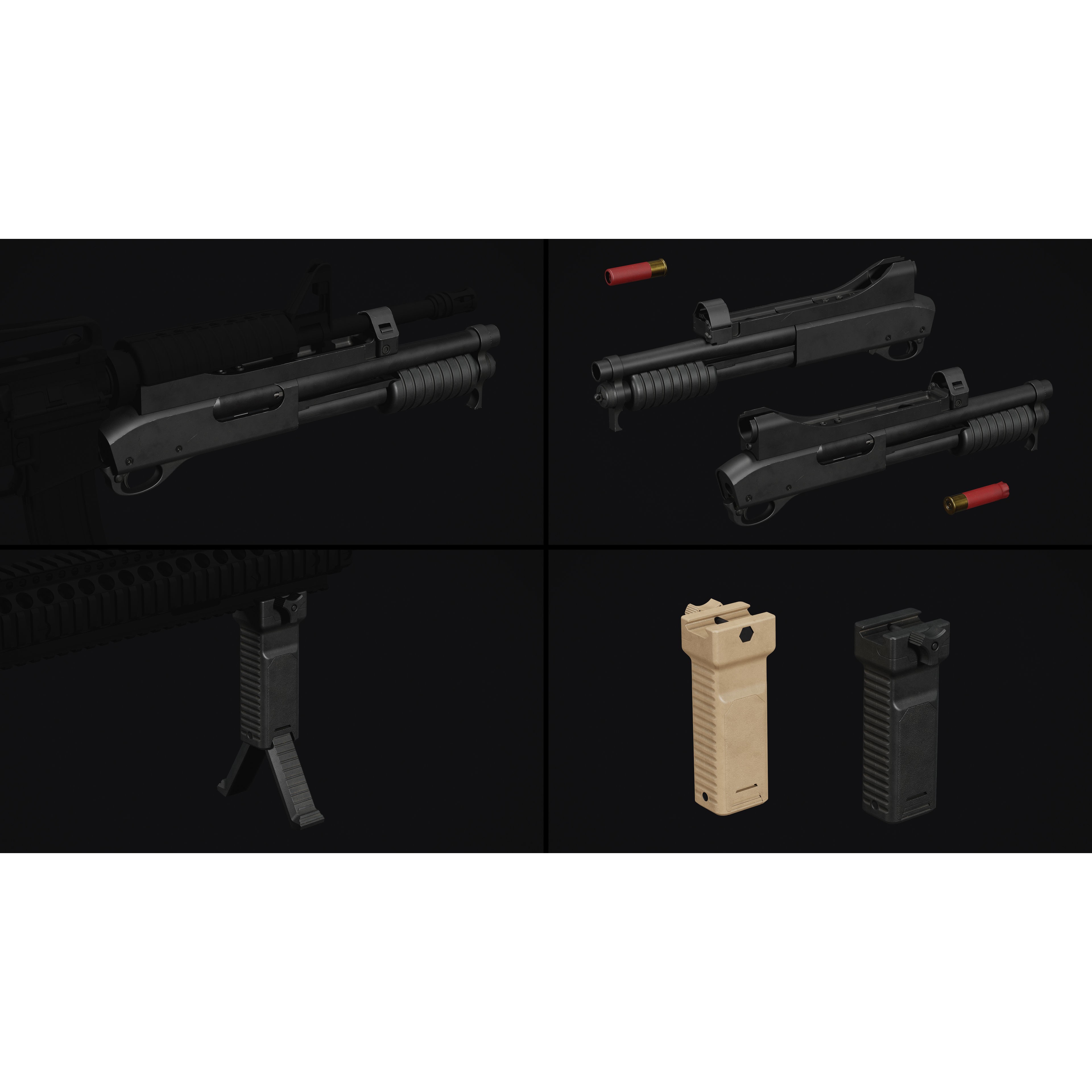 M4-AR15 Rifle - Low-Poly Game-Ready 3D Model - View 25