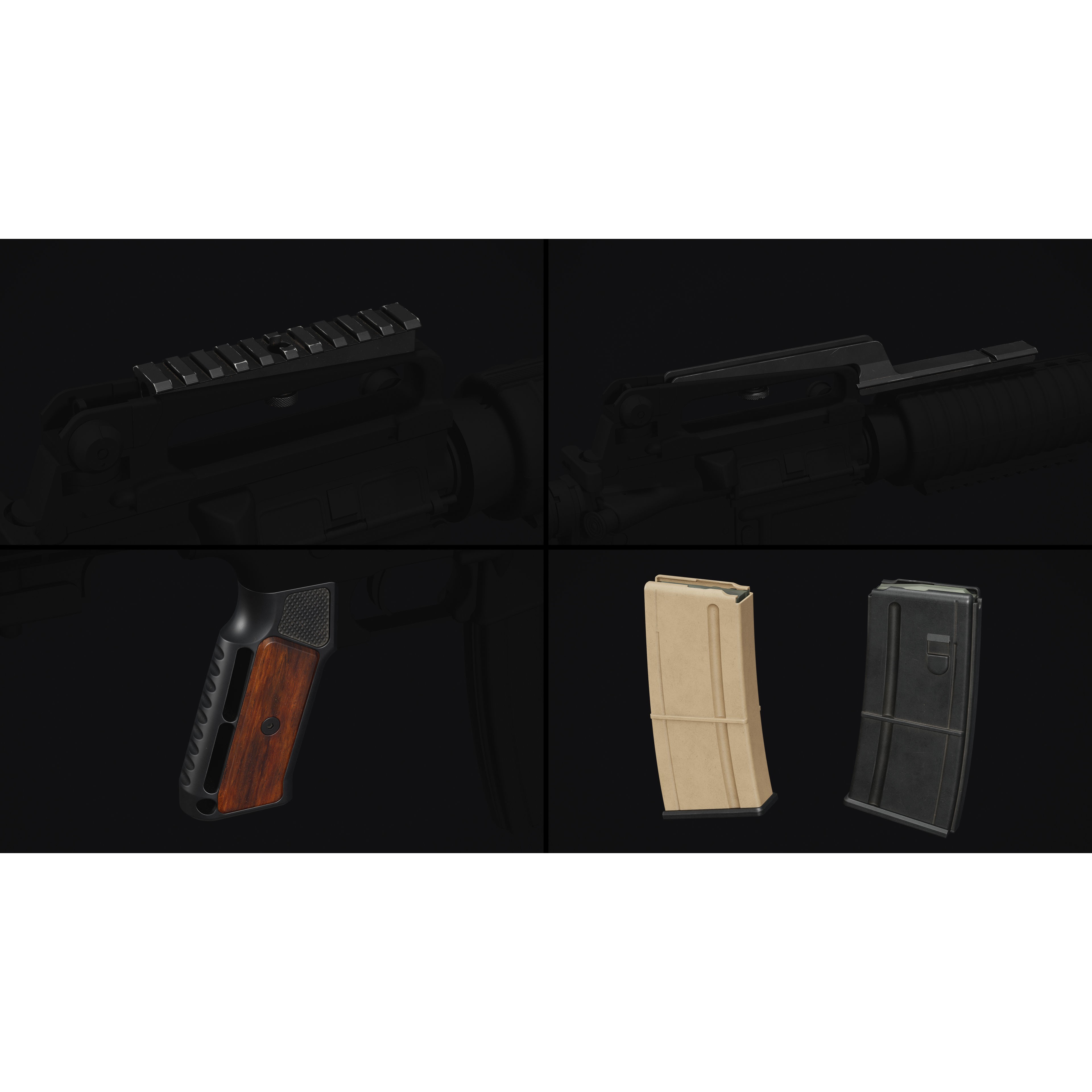 M4-AR15 Rifle - Low-Poly Game-Ready 3D Model - View 26