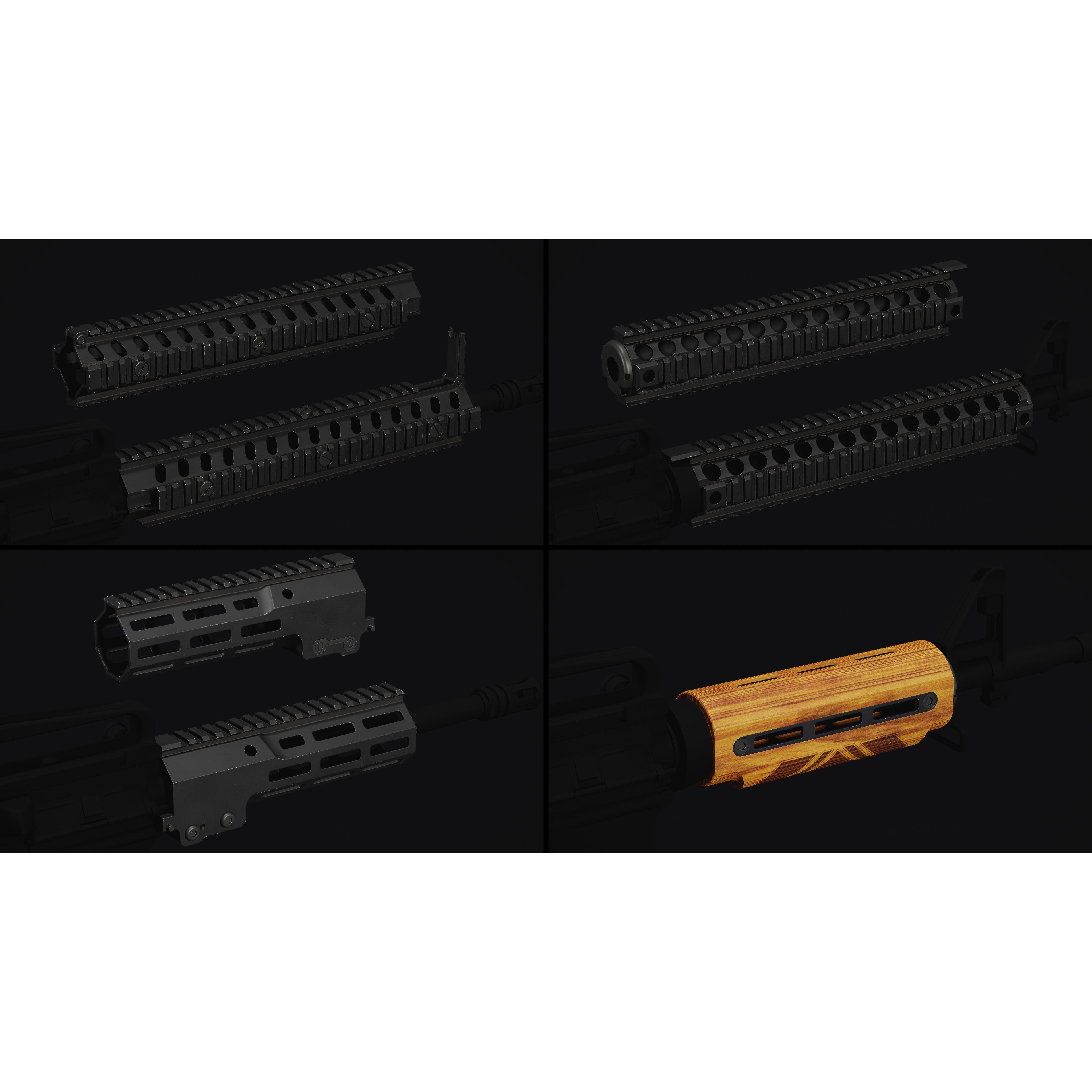 M4-AR15 Rifle - Low-Poly Game-Ready 3D Model - View 29