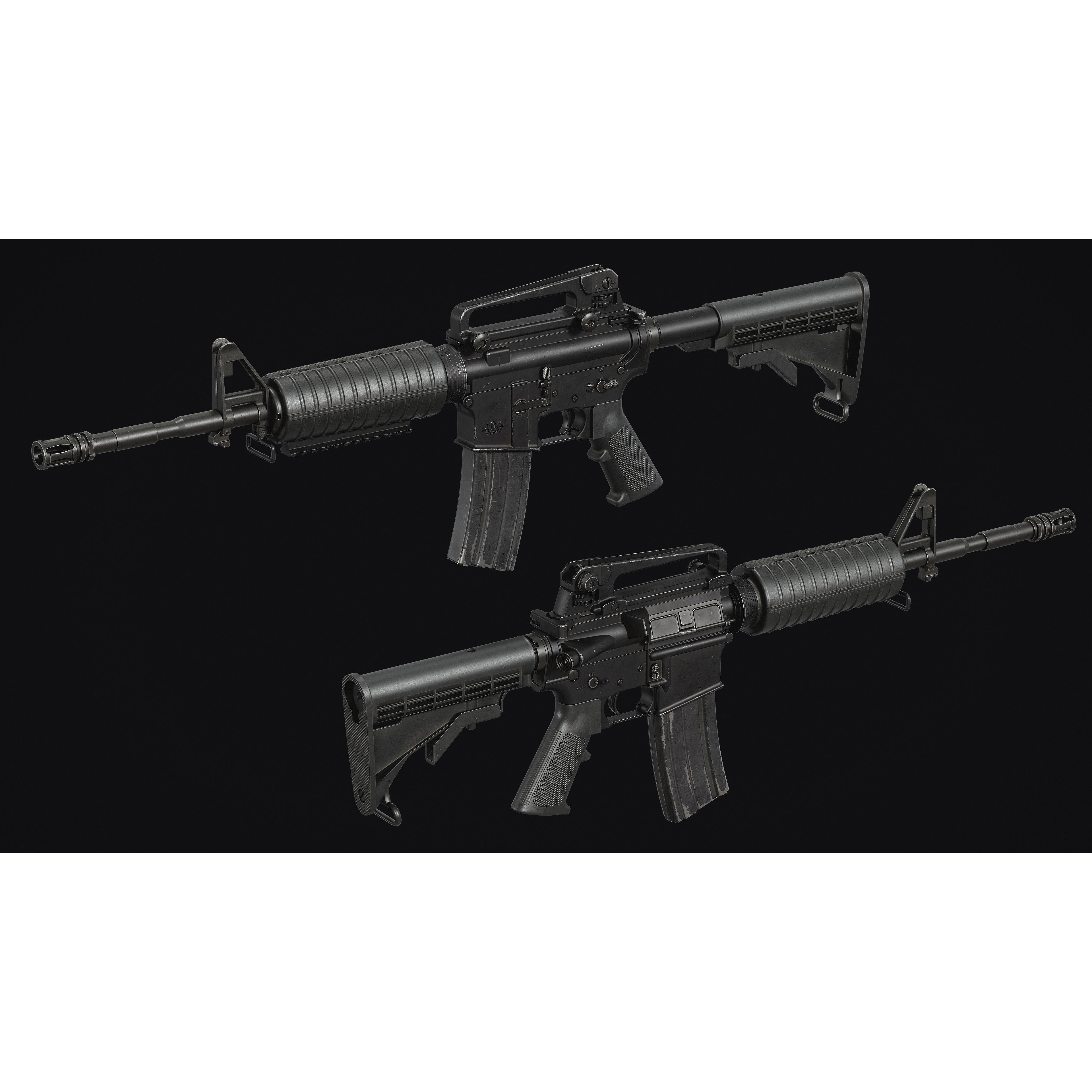 M4-AR15 Rifle - Low-Poly Game-Ready 3D Model - View 3