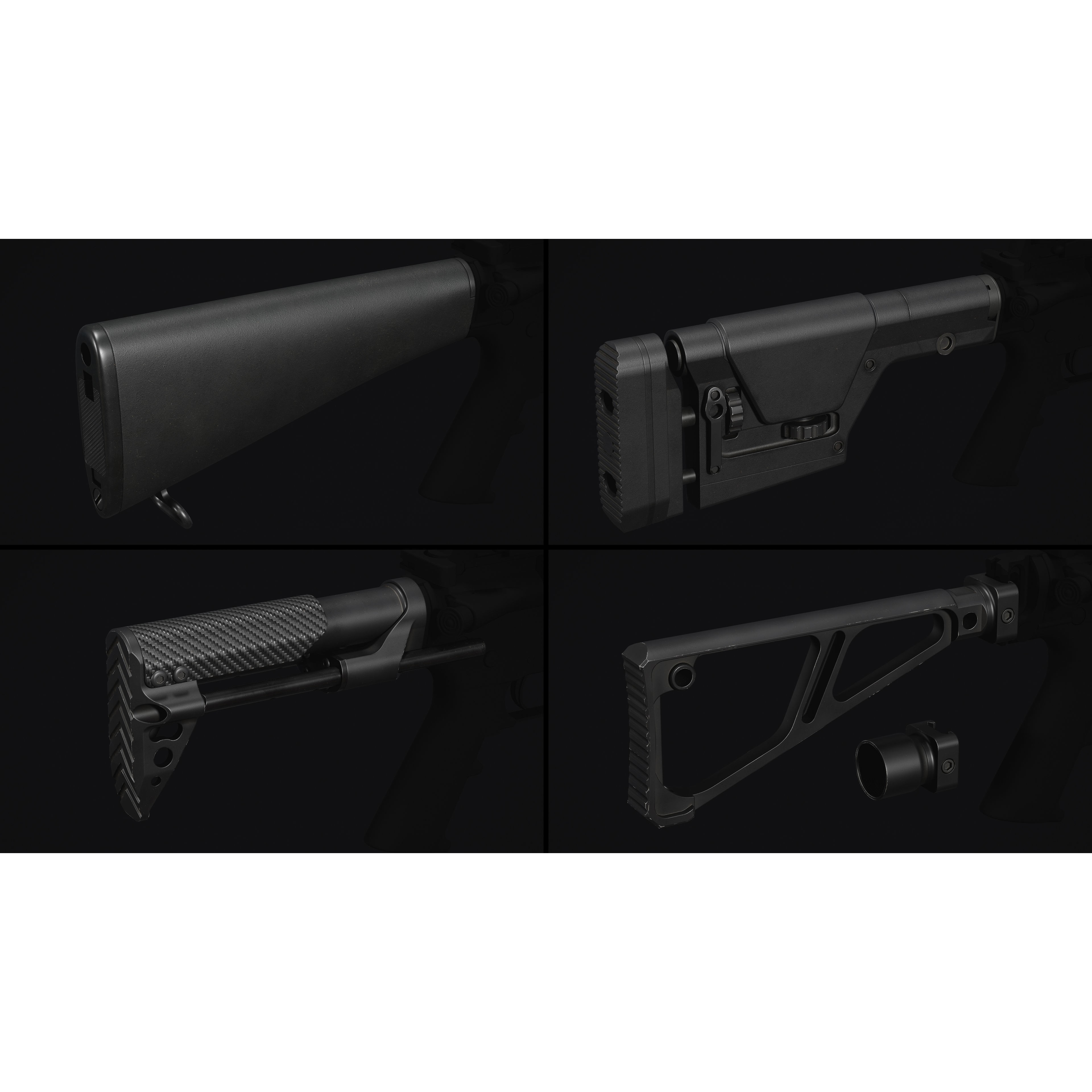 M4-AR15 Rifle - Low-Poly Game-Ready 3D Model - View 30