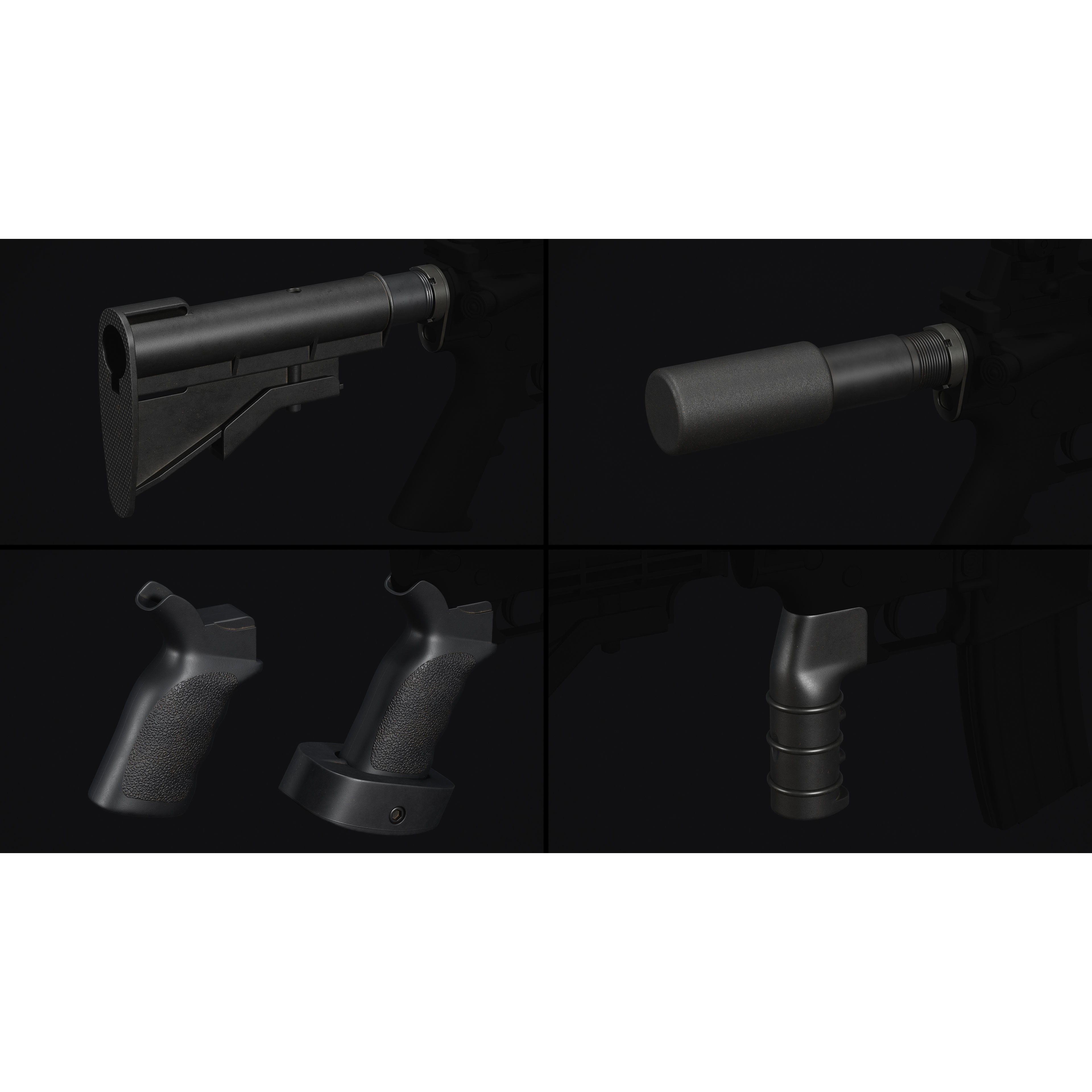 M4-AR15 Rifle - Low-Poly Game-Ready 3D Model - View 34