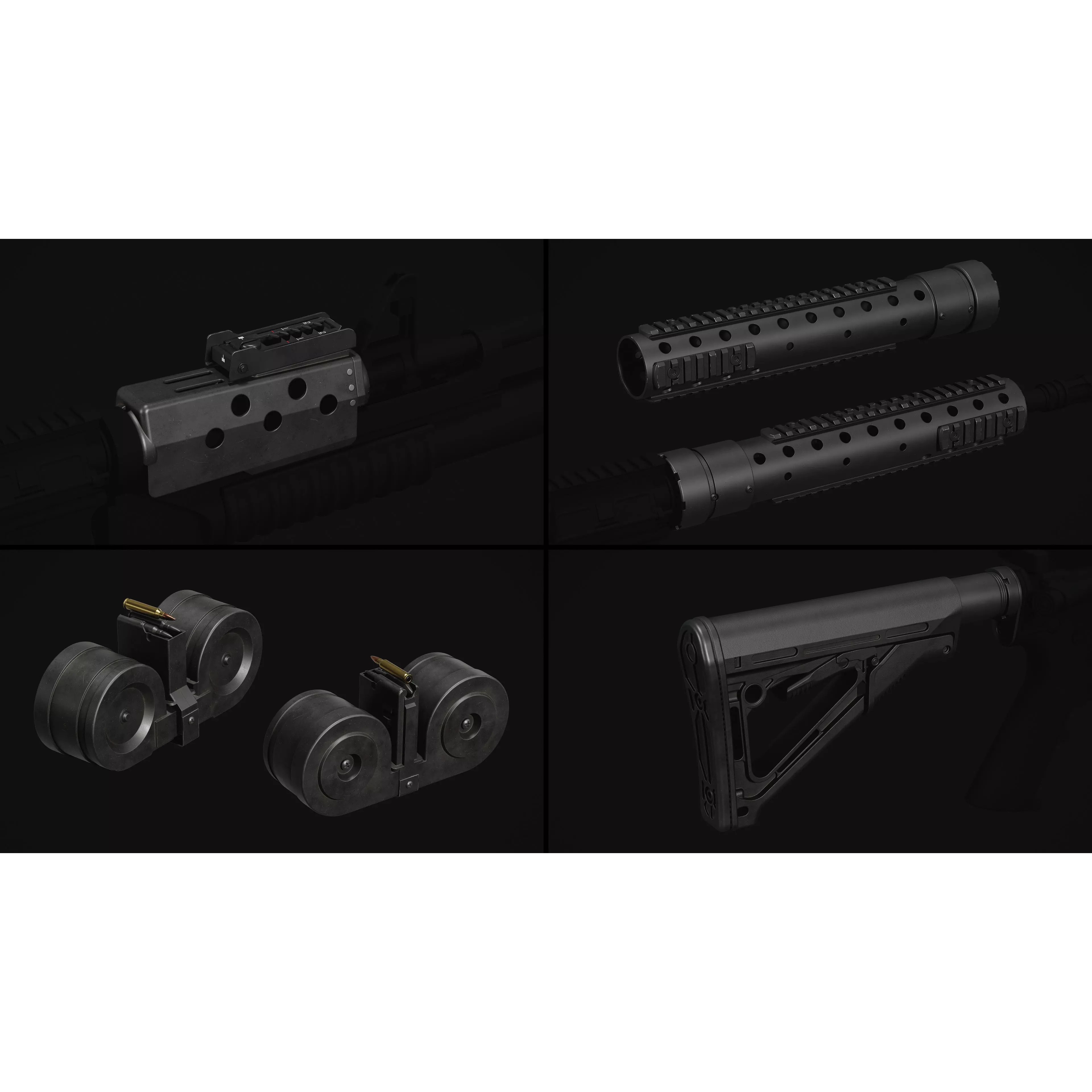 M4-AR15 Rifle - Low-Poly Game-Ready 3D Model - View 35