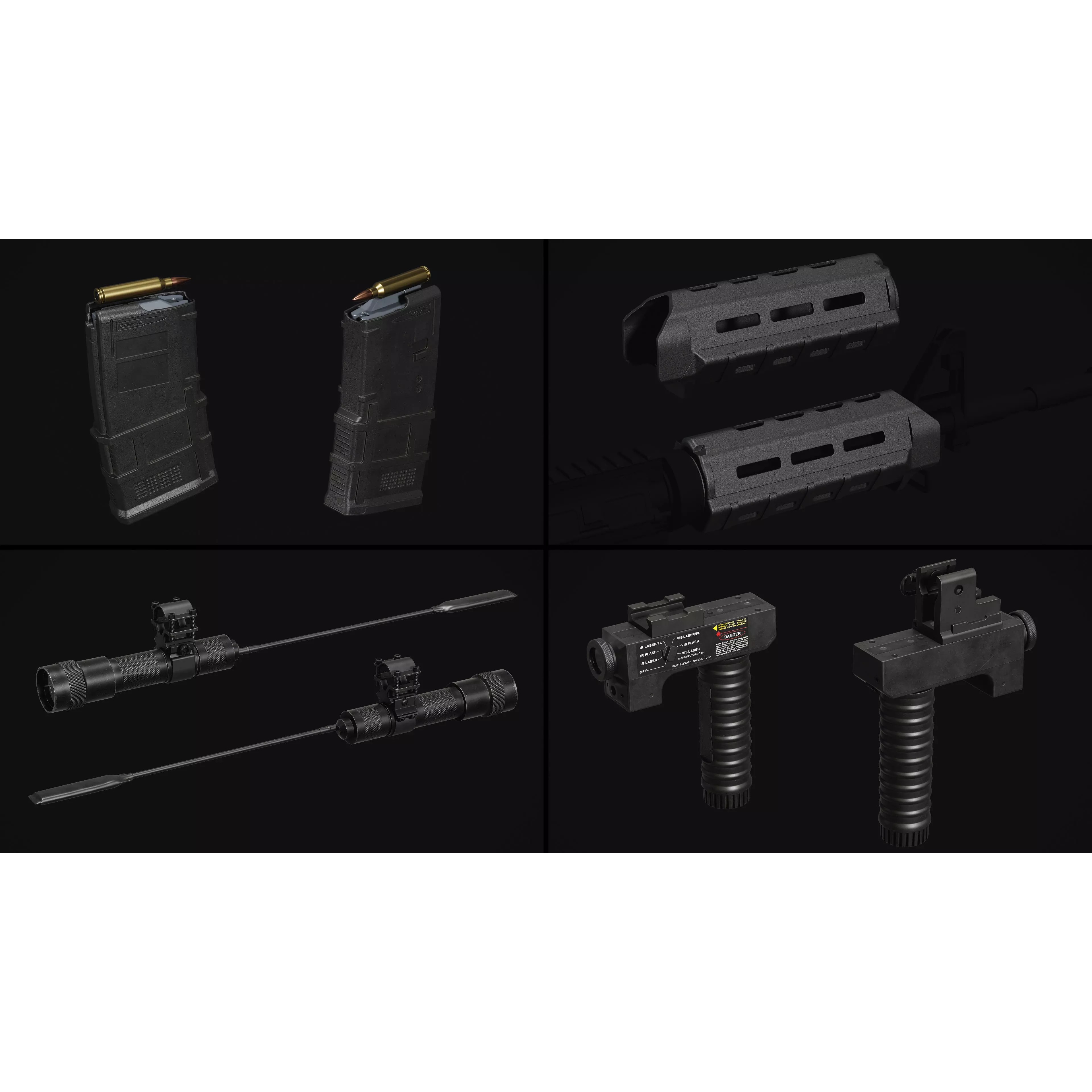 M4-AR15 Rifle - Low-Poly Game-Ready 3D Model - View 37