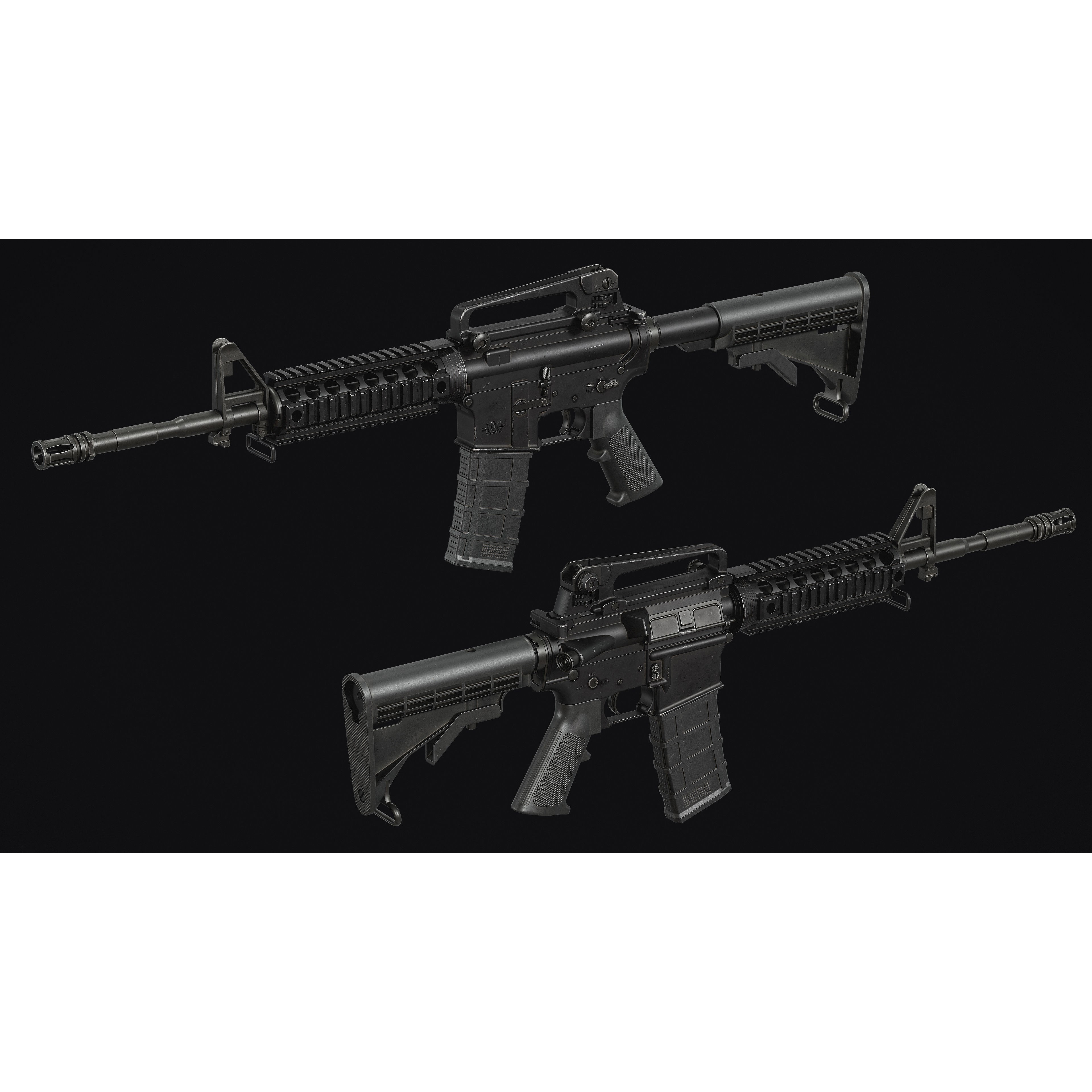 M4-AR15 Rifle - Low-Poly Game-Ready 3D Model - View 4