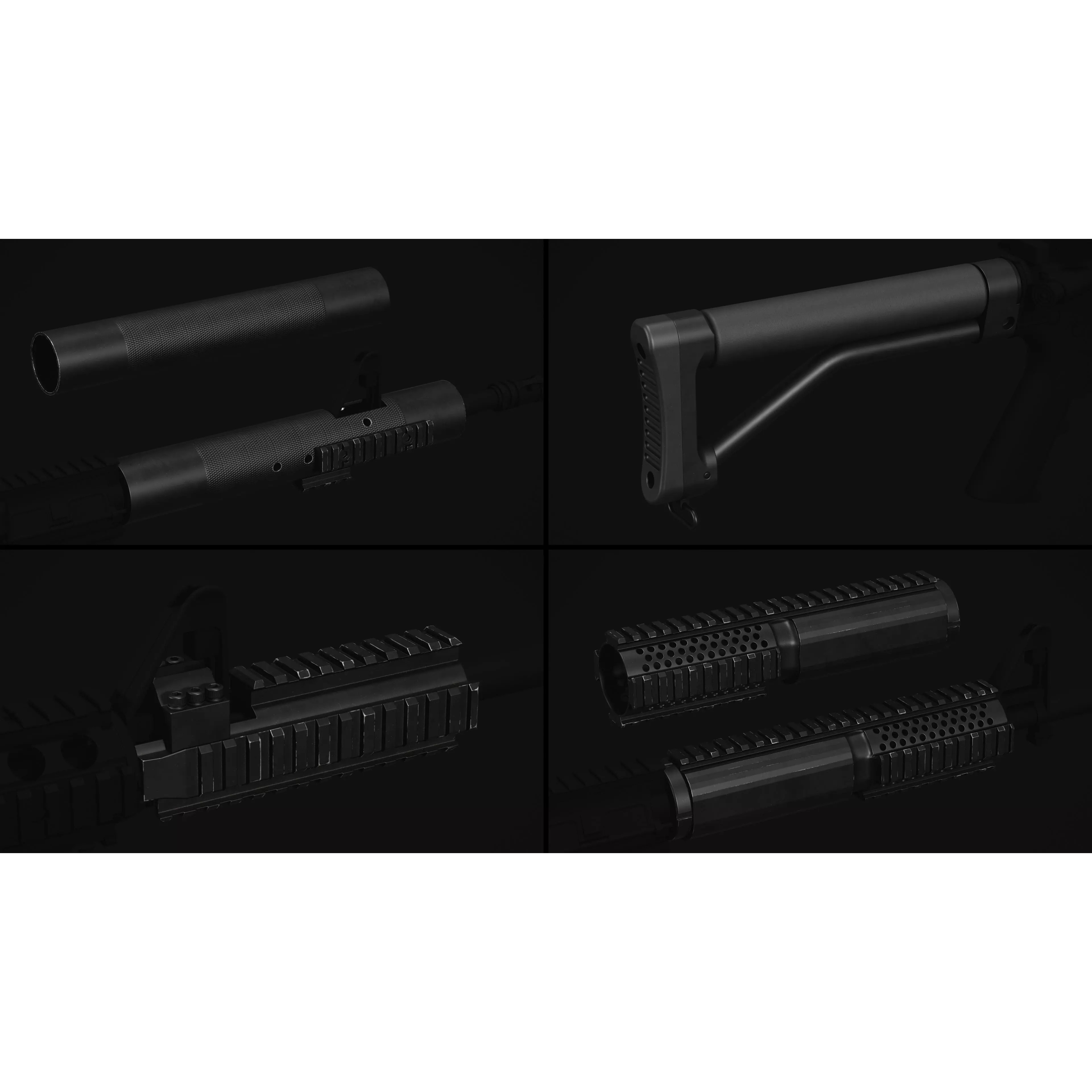 M4-AR15 Rifle - Low-Poly Game-Ready 3D Model - View 43