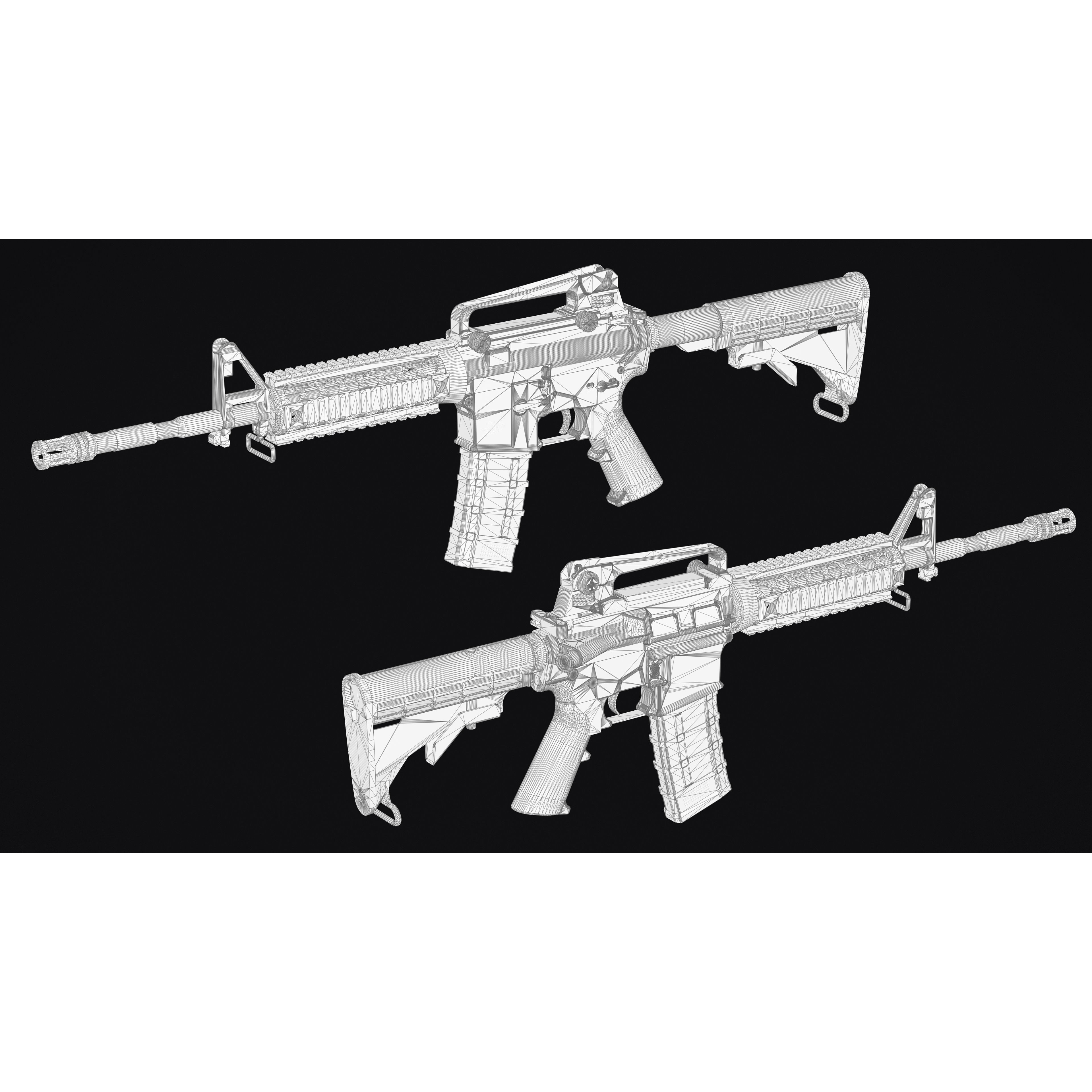 M4-AR15 Rifle - Low-Poly Game-Ready 3D Model - View 46