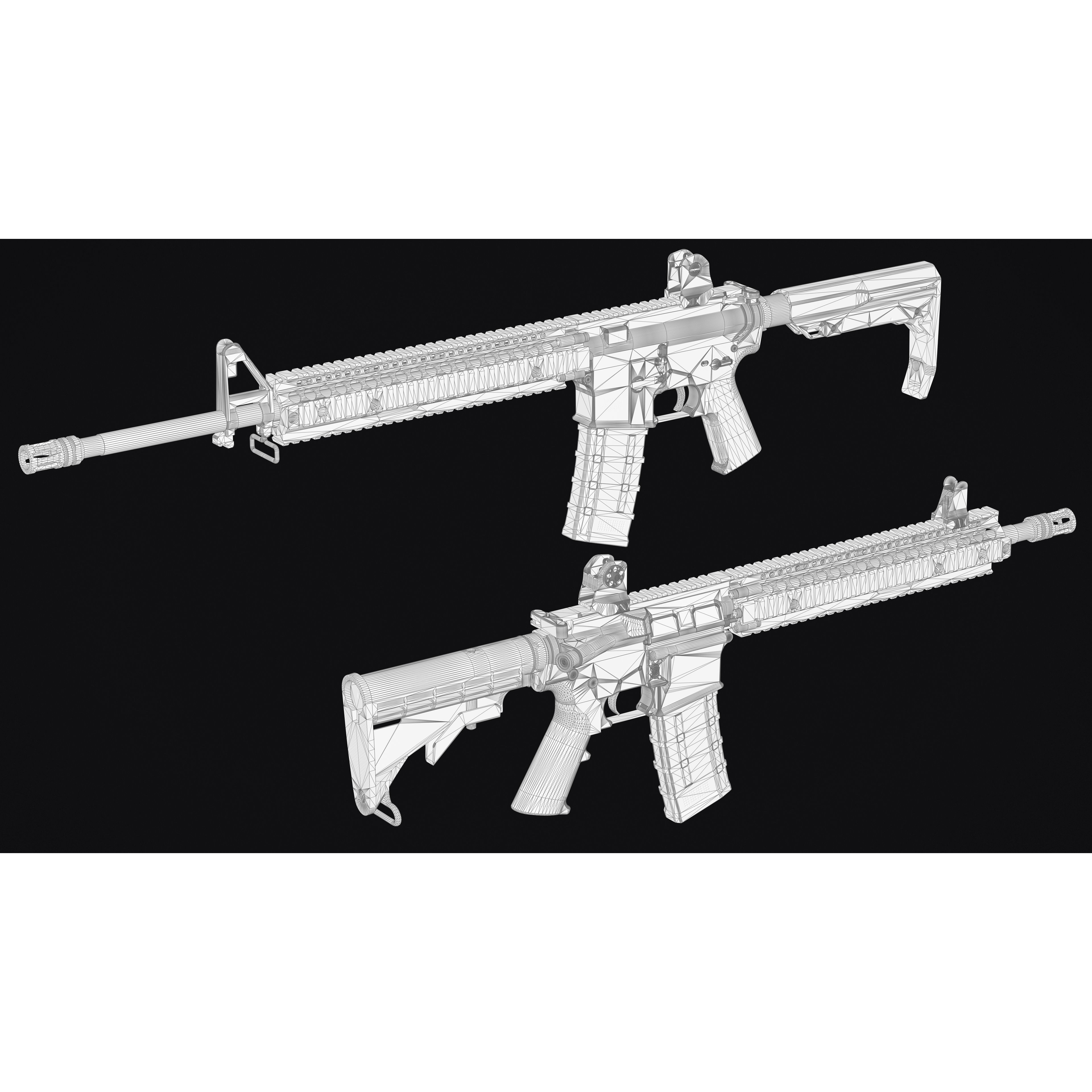 M4-AR15 Rifle - Low-Poly Game-Ready 3D Model - View 47