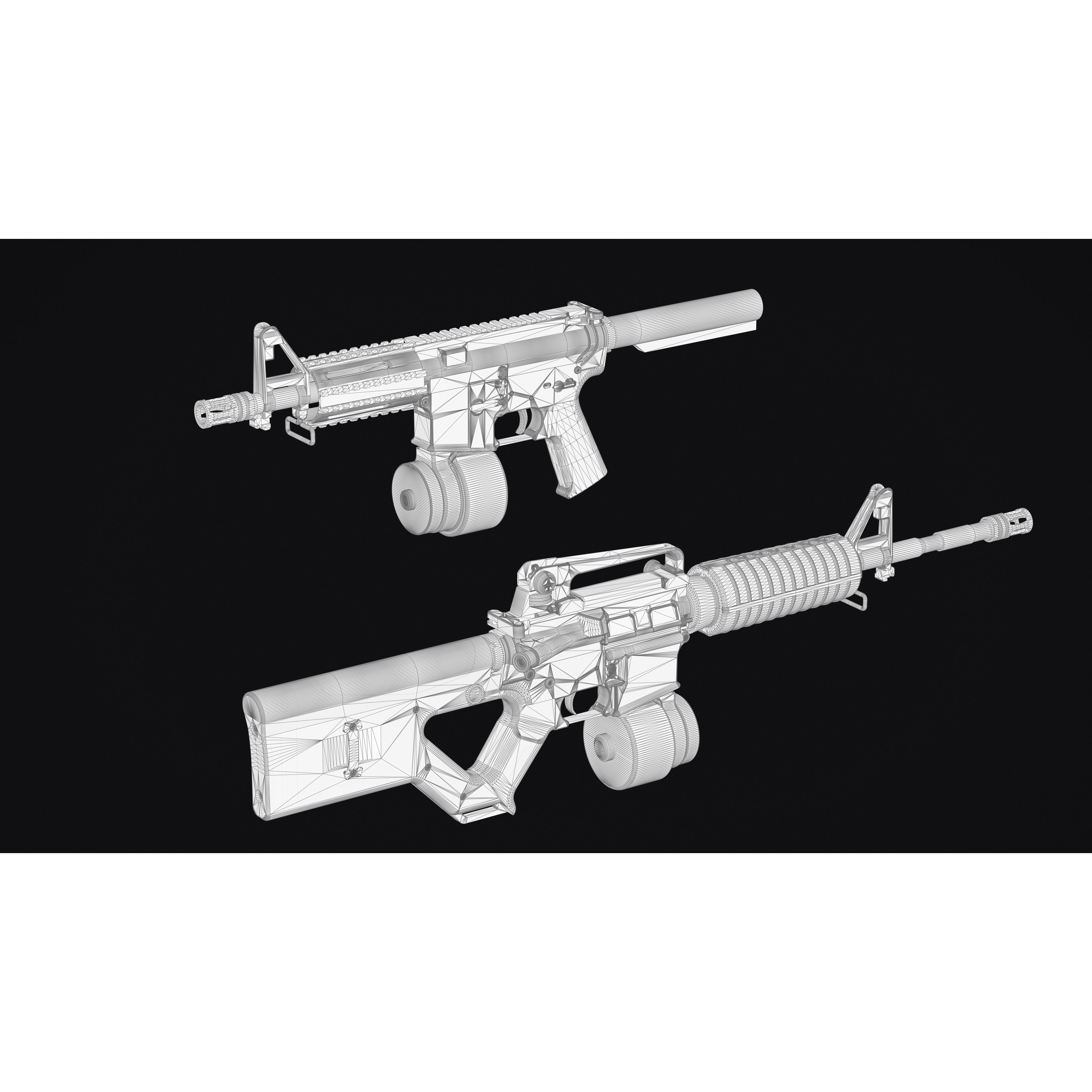 M4-AR15 Rifle - Low-Poly Game-Ready 3D Model - View 48