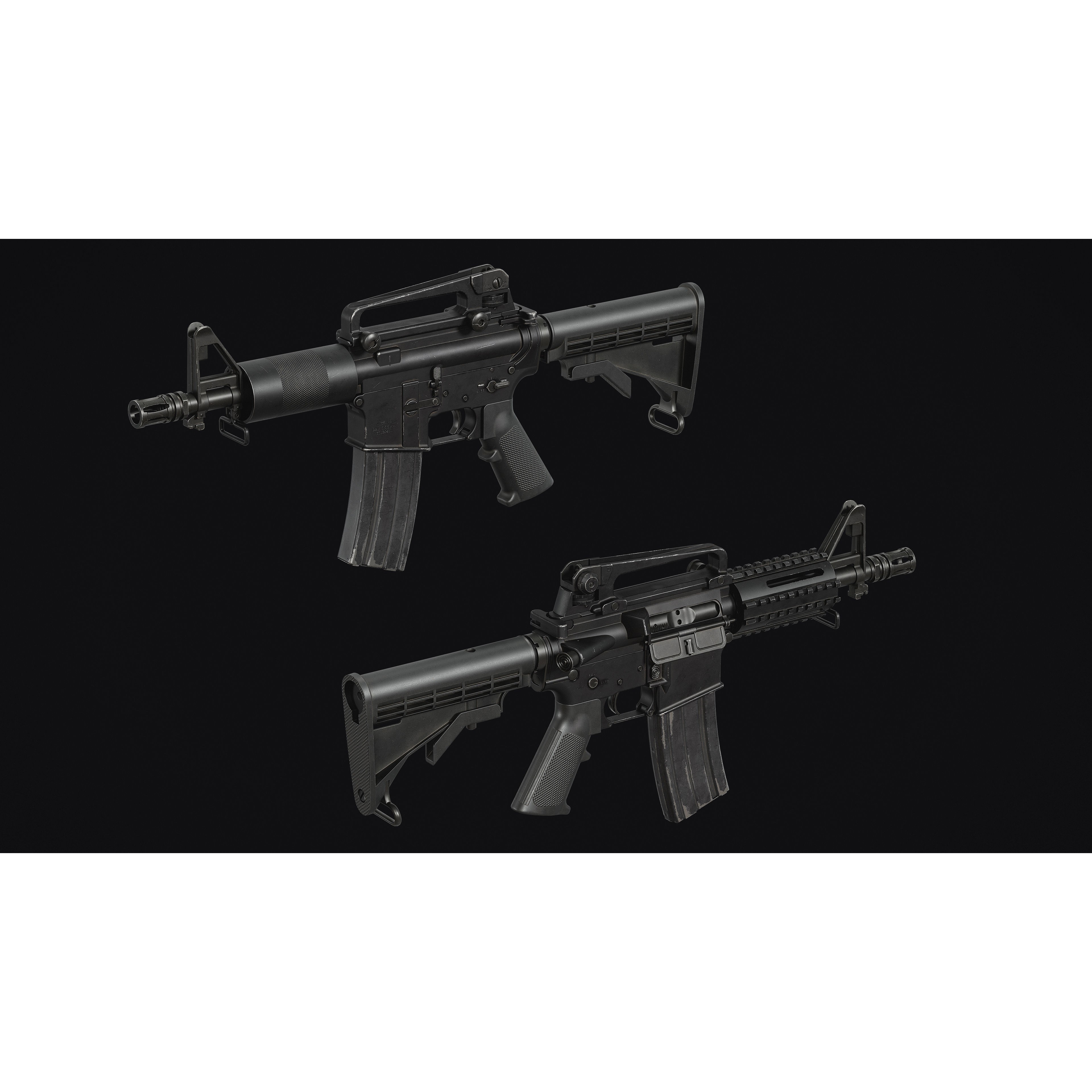 M4-AR15 Rifle - Low-Poly Game-Ready 3D Model - View 8