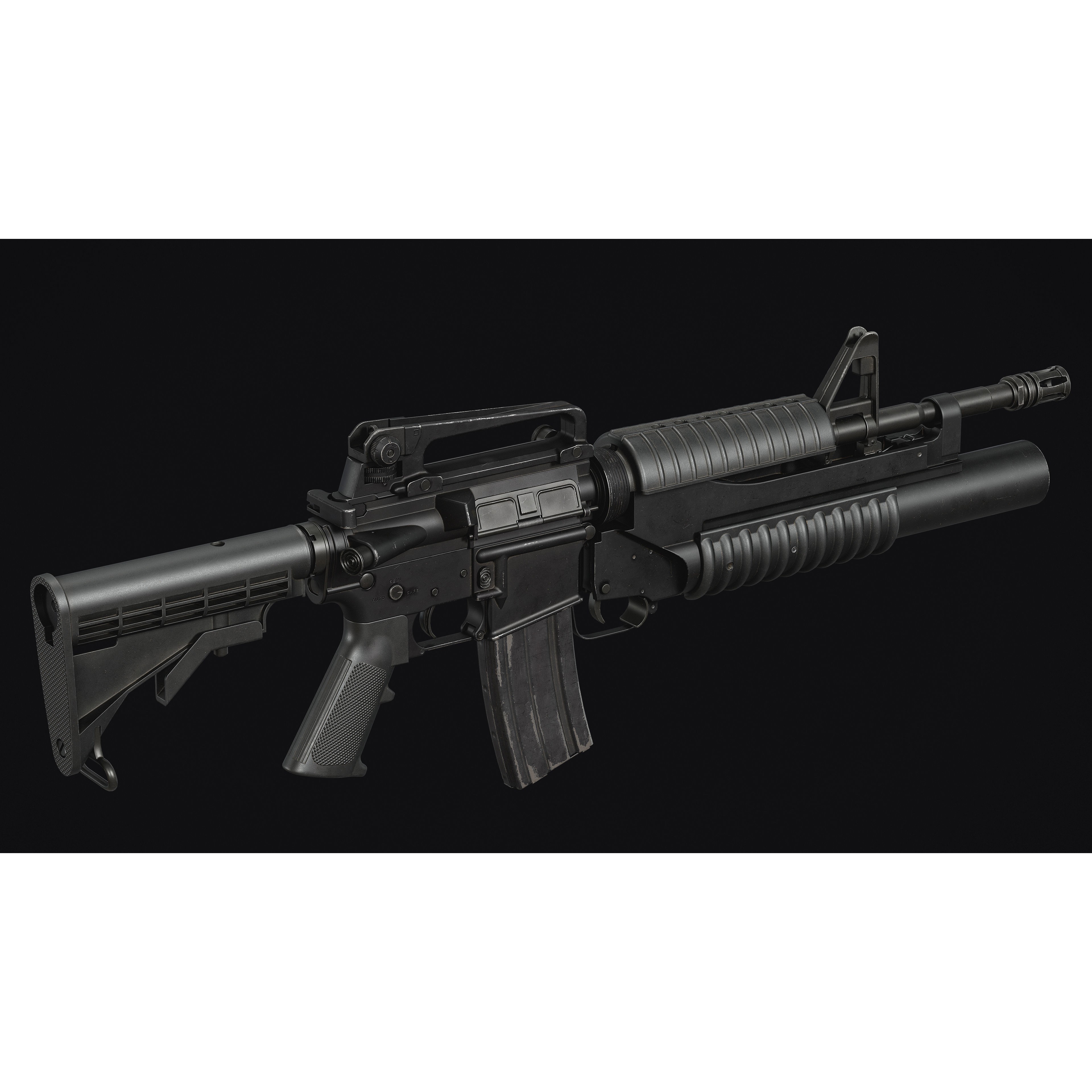 M4-AR15 Rifle - Low-Poly Game-Ready 3D Model - View 9