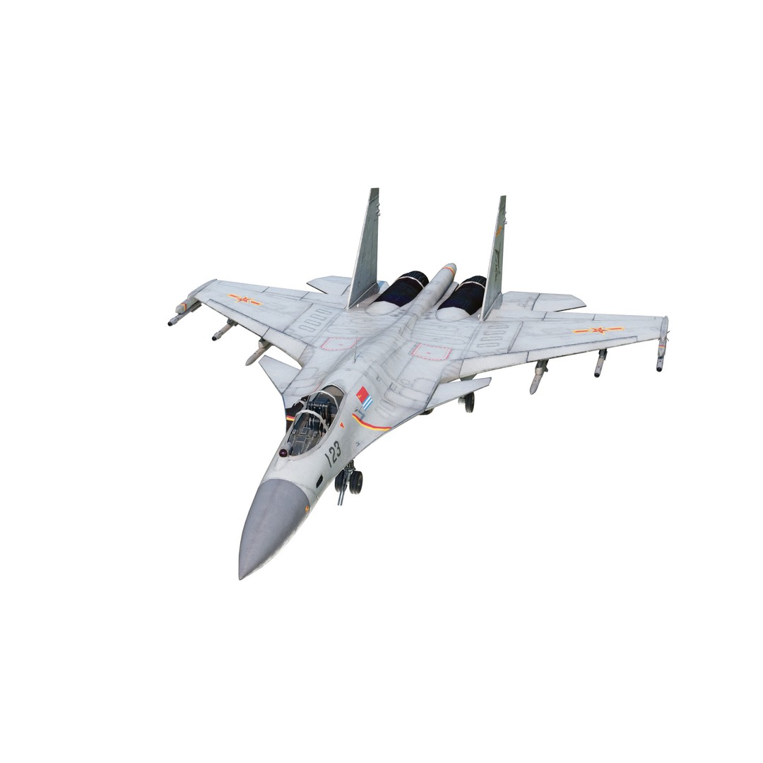 Shenyang J-15 Flying Shark 3D Model – Low Poly Military Aircraft, FBX - View 10