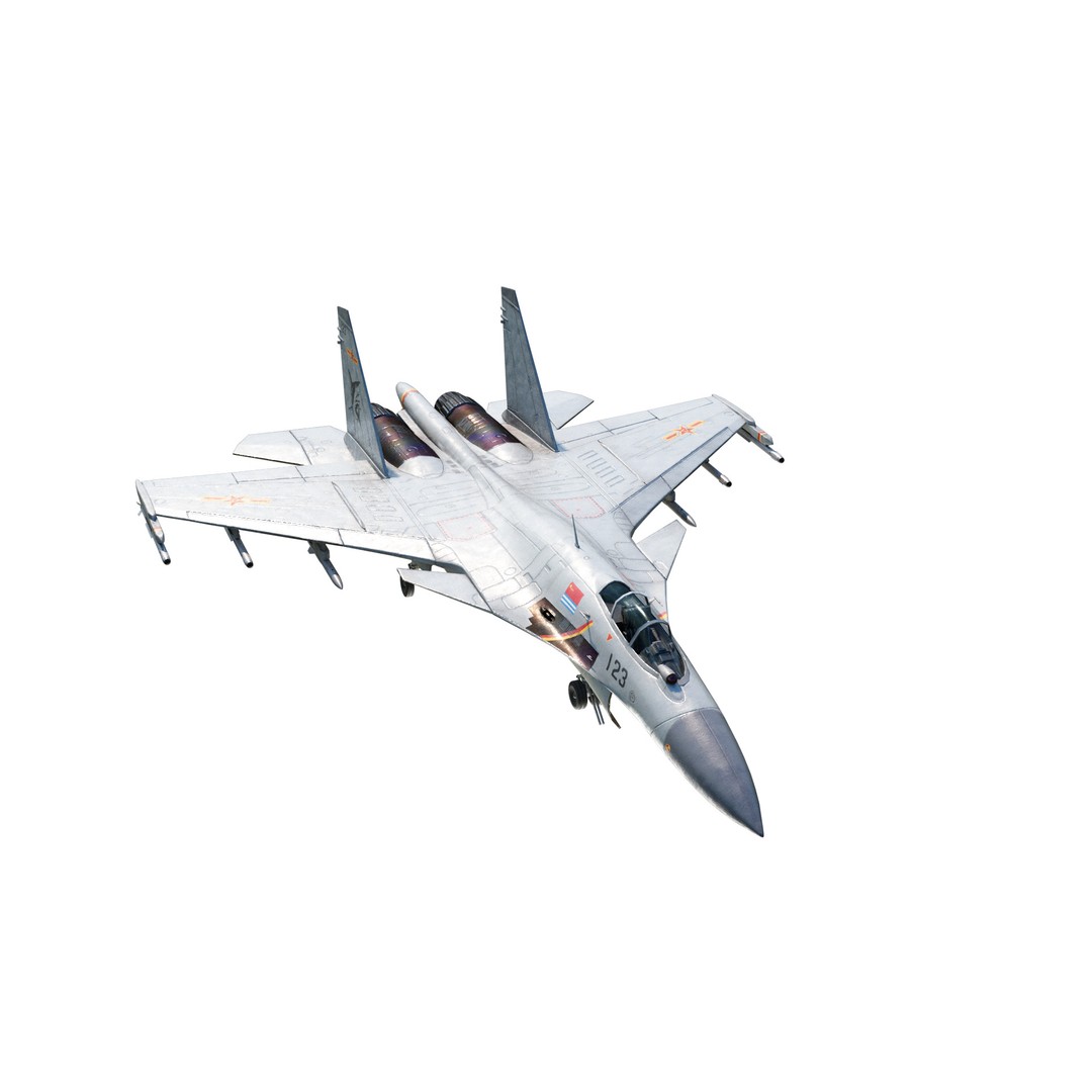 Shenyang J-15 Flying Shark 3D Model – Low Poly Military Aircraft, FBX - View 12