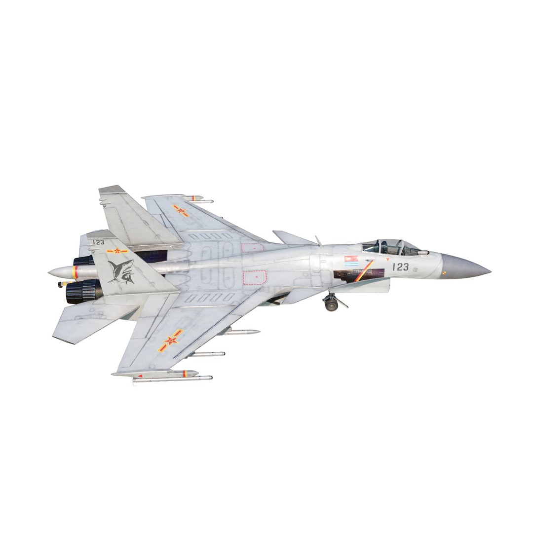 Shenyang J-15 Flying Shark 3D Model – Low Poly Military Aircraft, FBX - View 15
