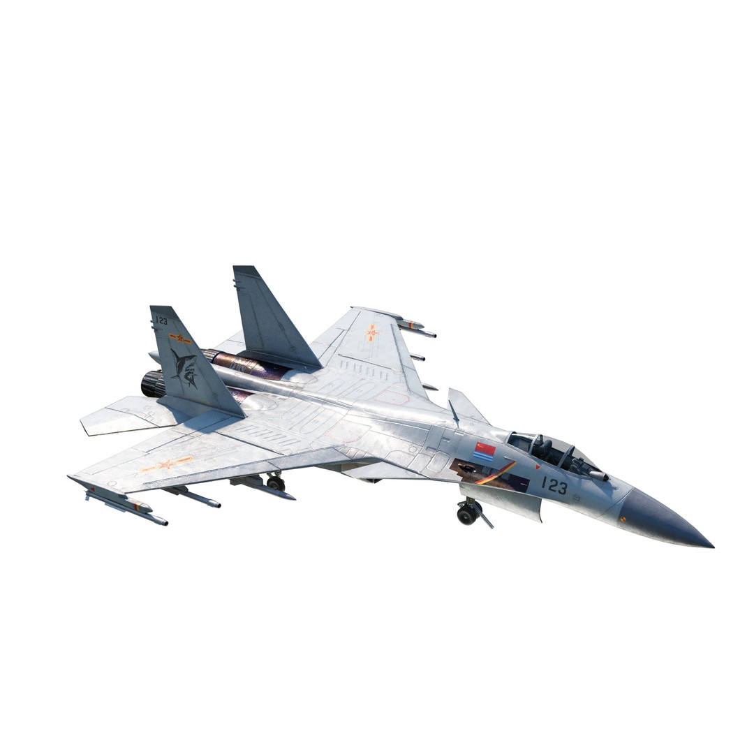 Shenyang J-15 Flying Shark 3D Model – Low Poly Military Aircraft, FBX - View 4
