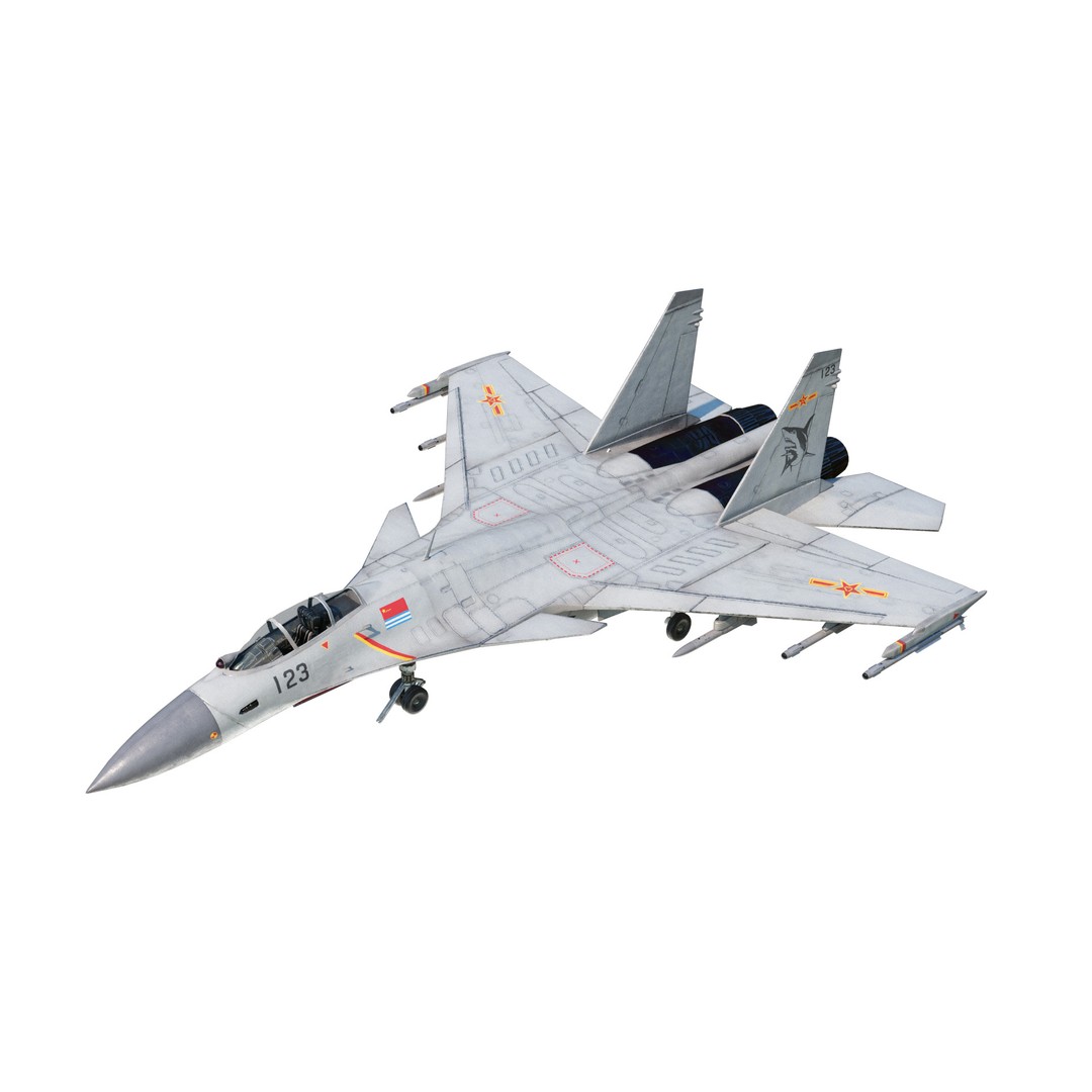 Shenyang J-15 Flying Shark 3D Model – Low Poly Military Aircraft, FBX - View 6