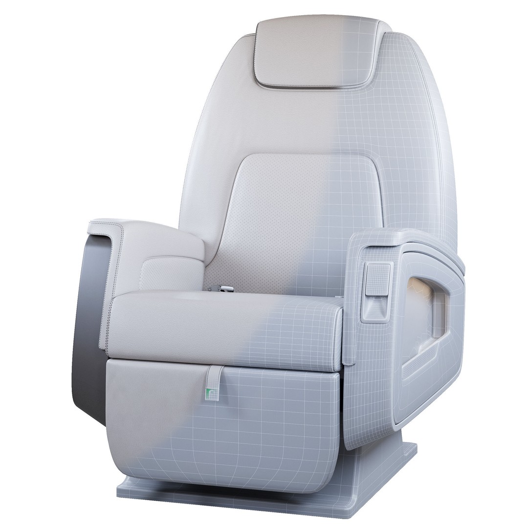 Jet Seat 3D Model – High Poly Textured Aircraft Seat, FBX & OBJ - View 3