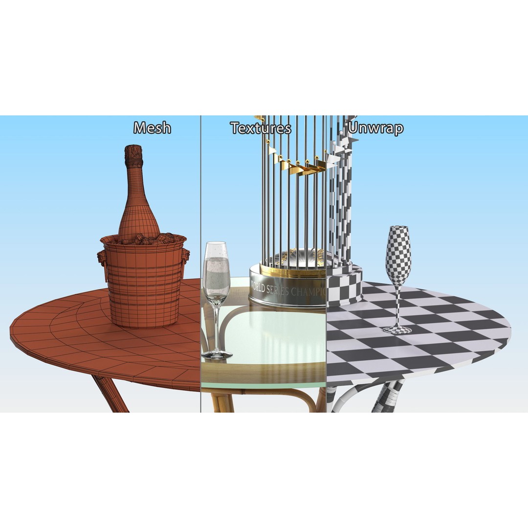Baseball World Series Trophy 3D Model – PBR Textured Asset, FBX, OBJ - View 20