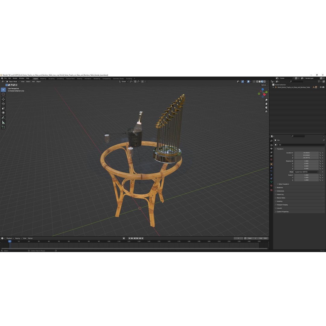Baseball World Series Trophy 3D Model – PBR Textured Asset, FBX, OBJ - View 26