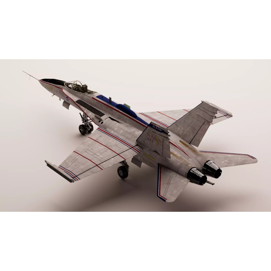 Boeing X-53 Active Aeroelastic Wing 3D Model – Low Poly Aircraft, FBX, OBJ - View 3
